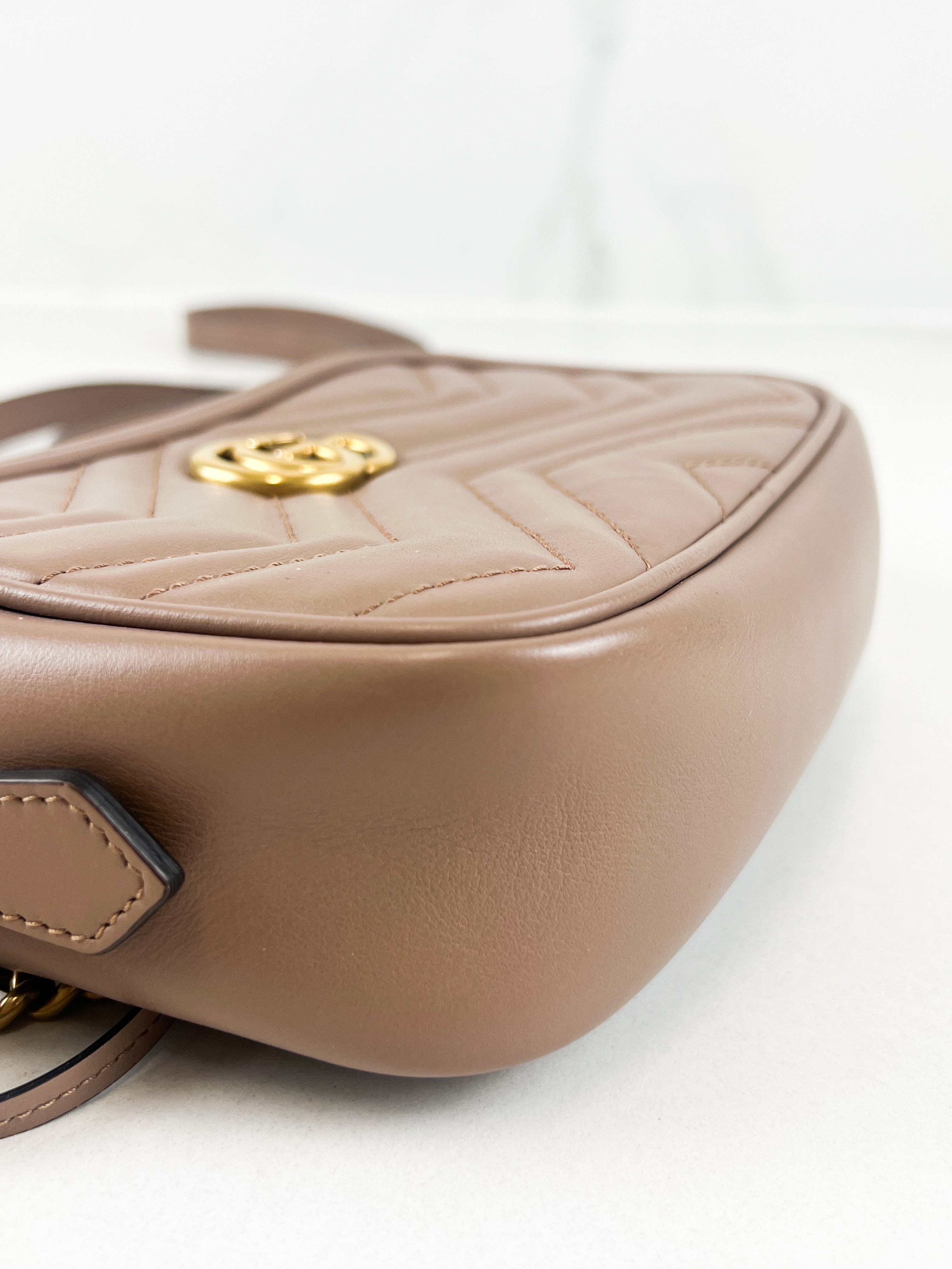 Gucci GG Marmont Matelasse Mini Beige Bag