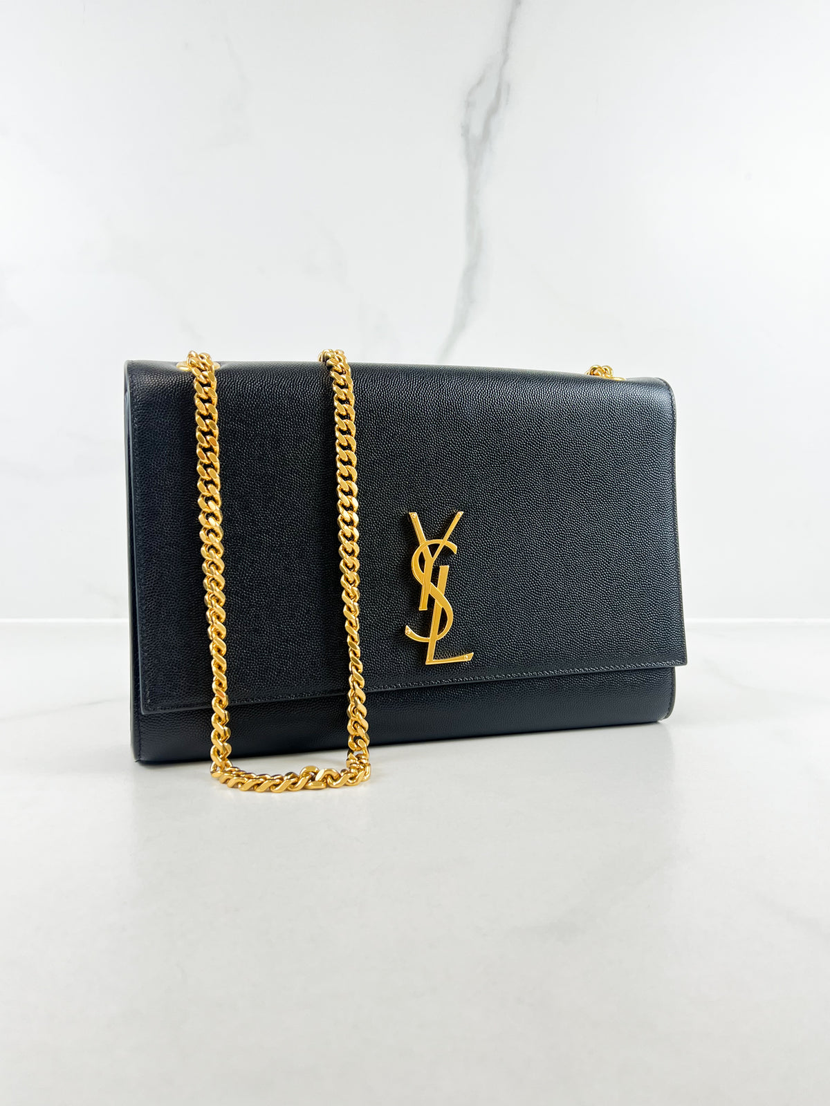 Saint Laurent Black Kate Large Chain Bag with GHW
