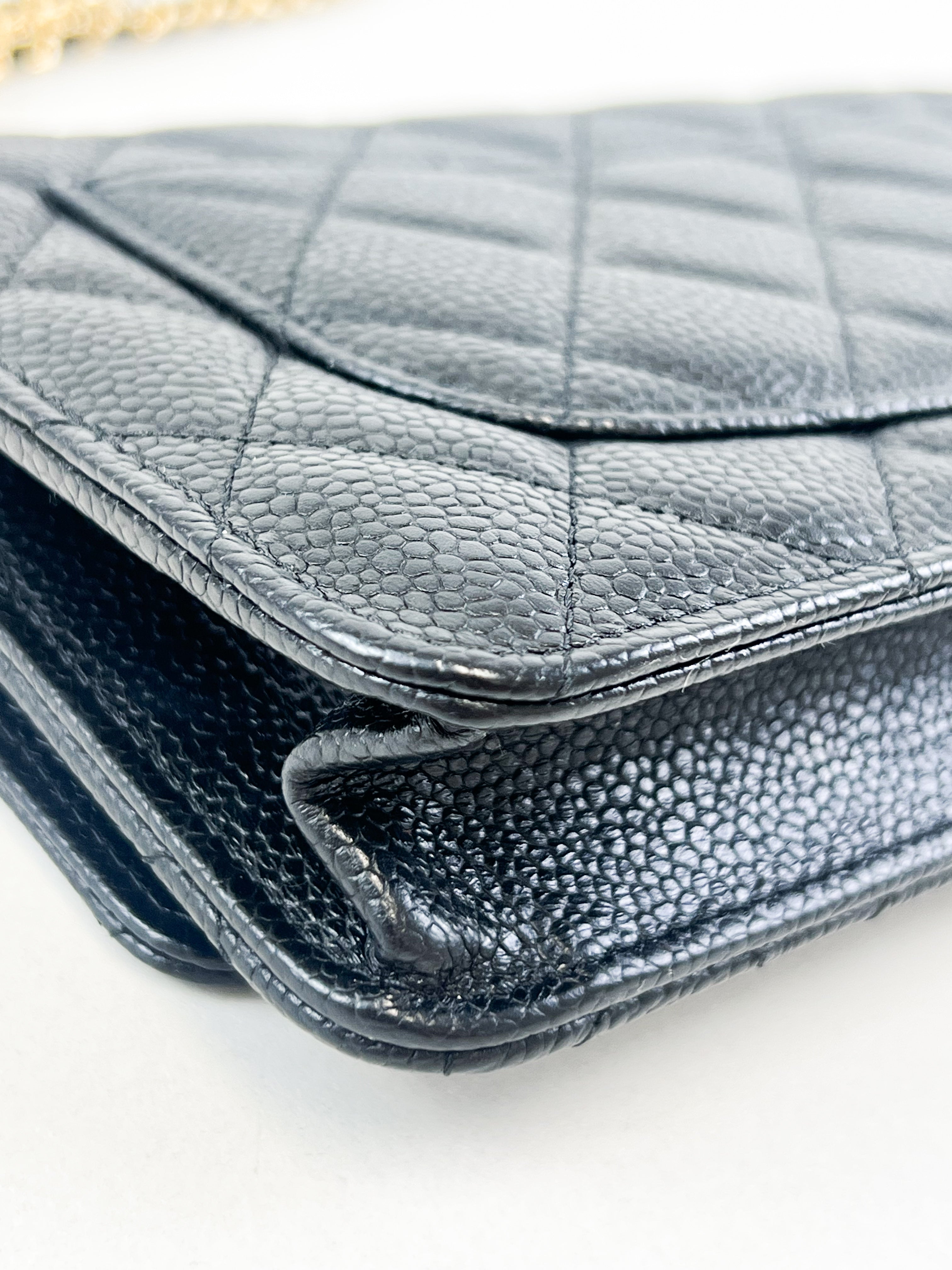 Chanel Black Classic Caviar CC WOC with GHW