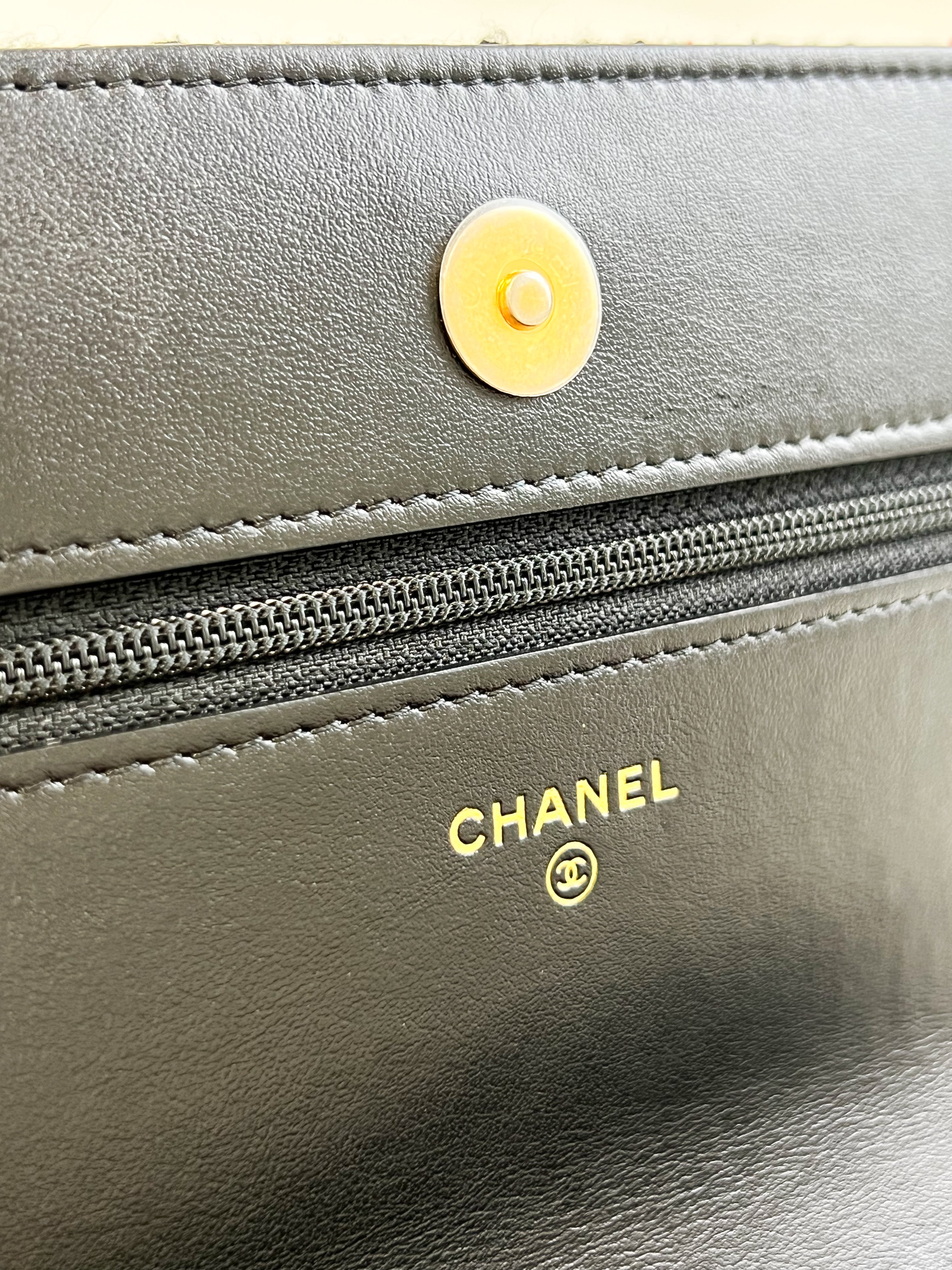 Chanel 19 Wool Tweed & Gold Tone Metal Wallet on Chain