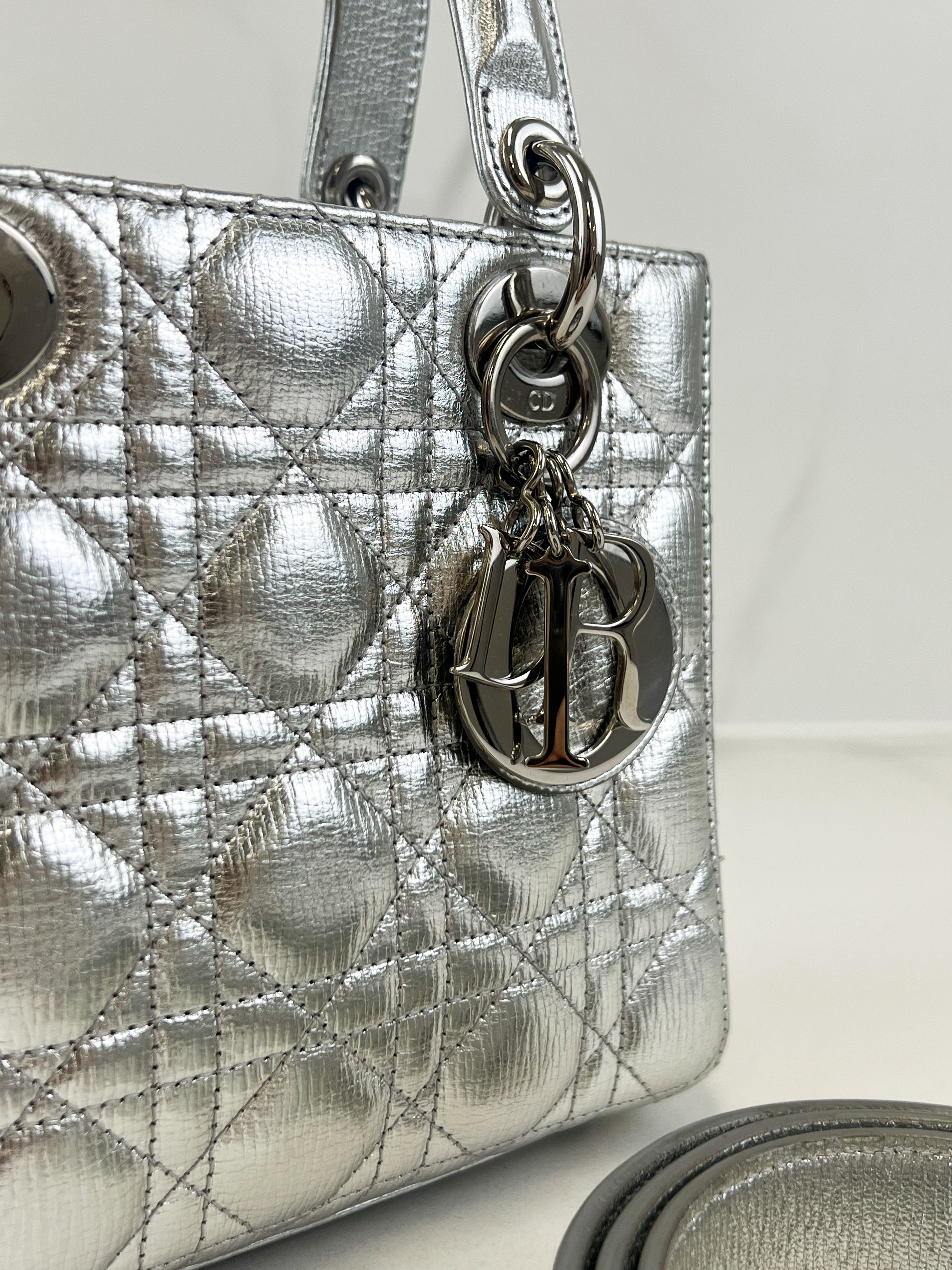 Christian Dior Small Lady Dior Silver with SHW