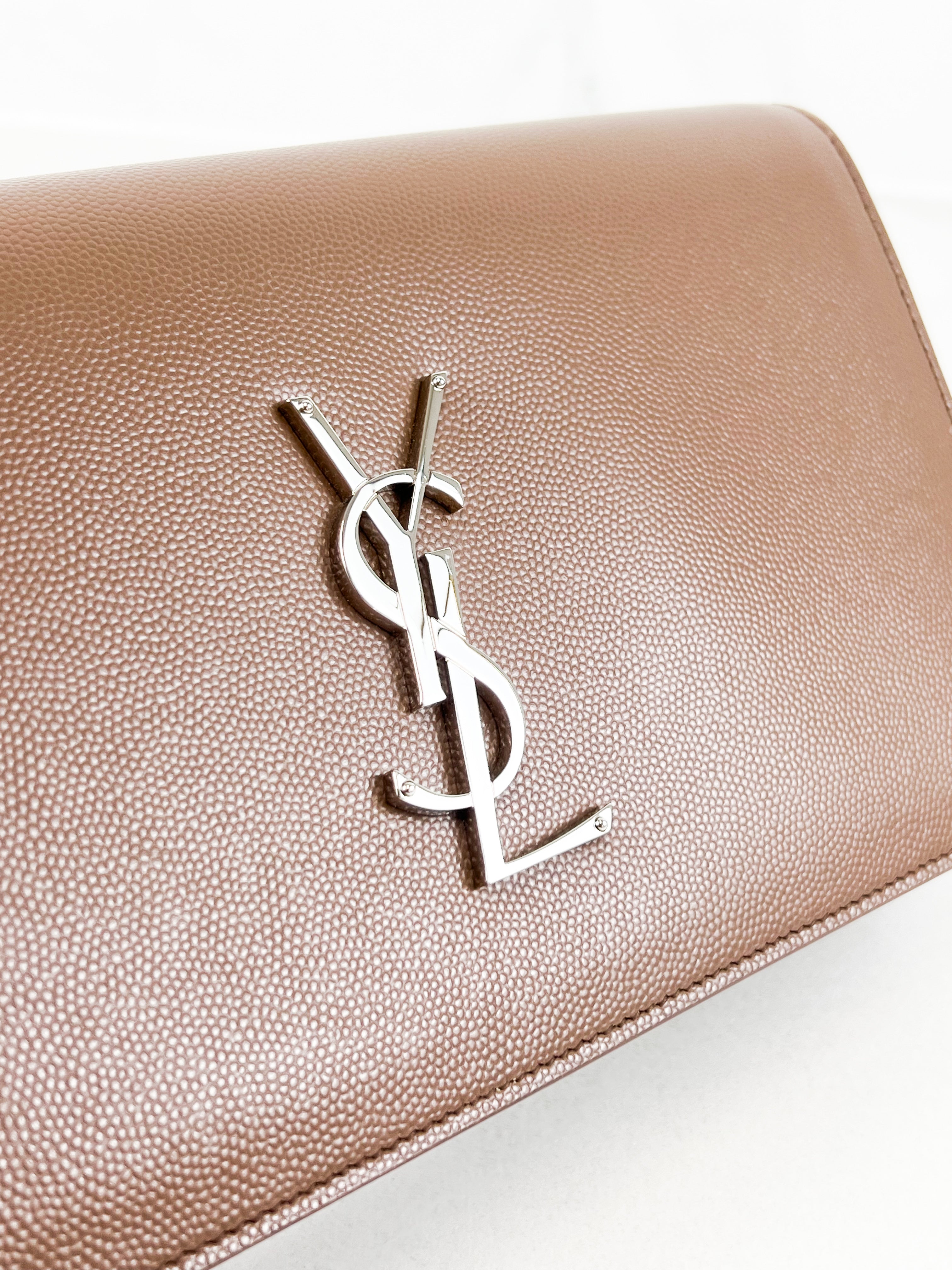 Saint Laurent Taupe Clutch SHW