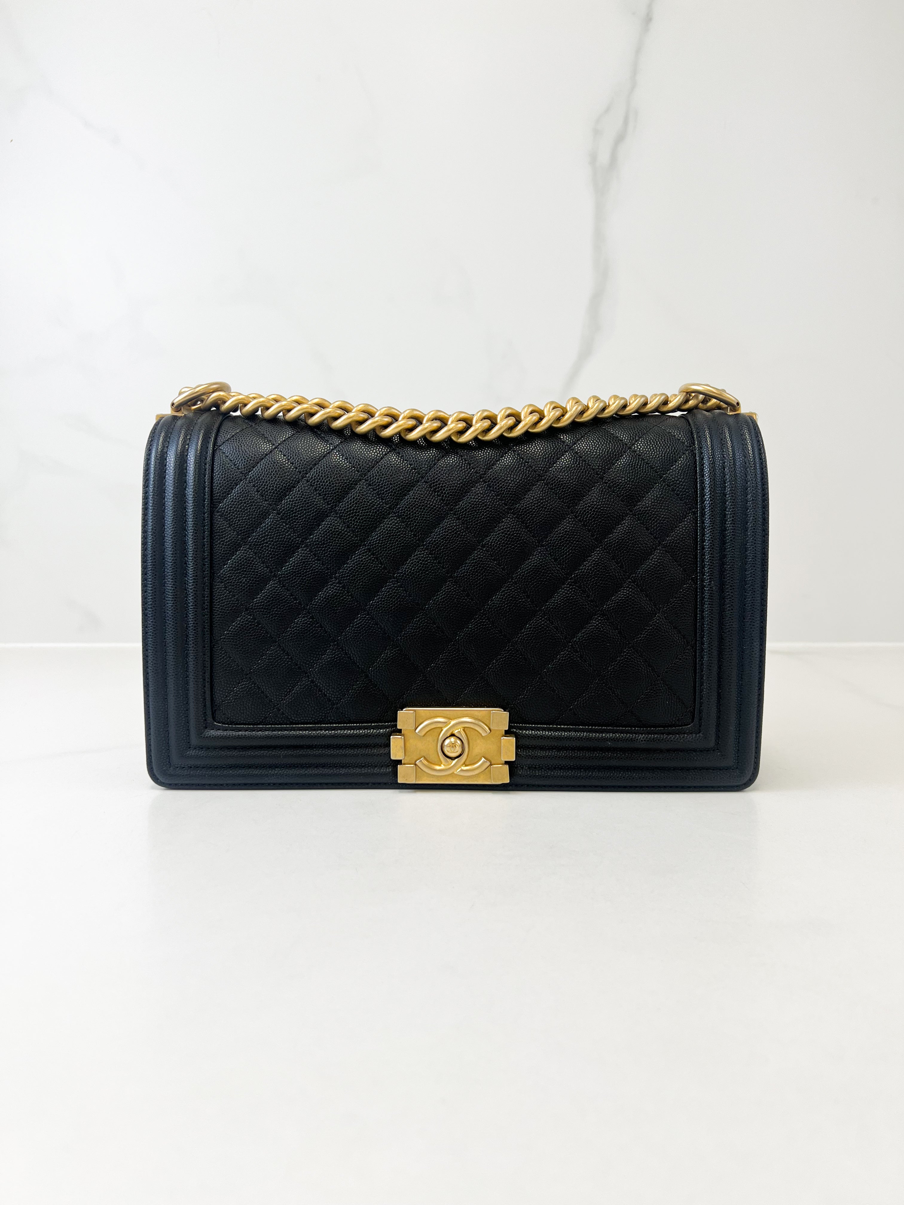 Chanel Black New Medium Caviar Boy Bag with GHW