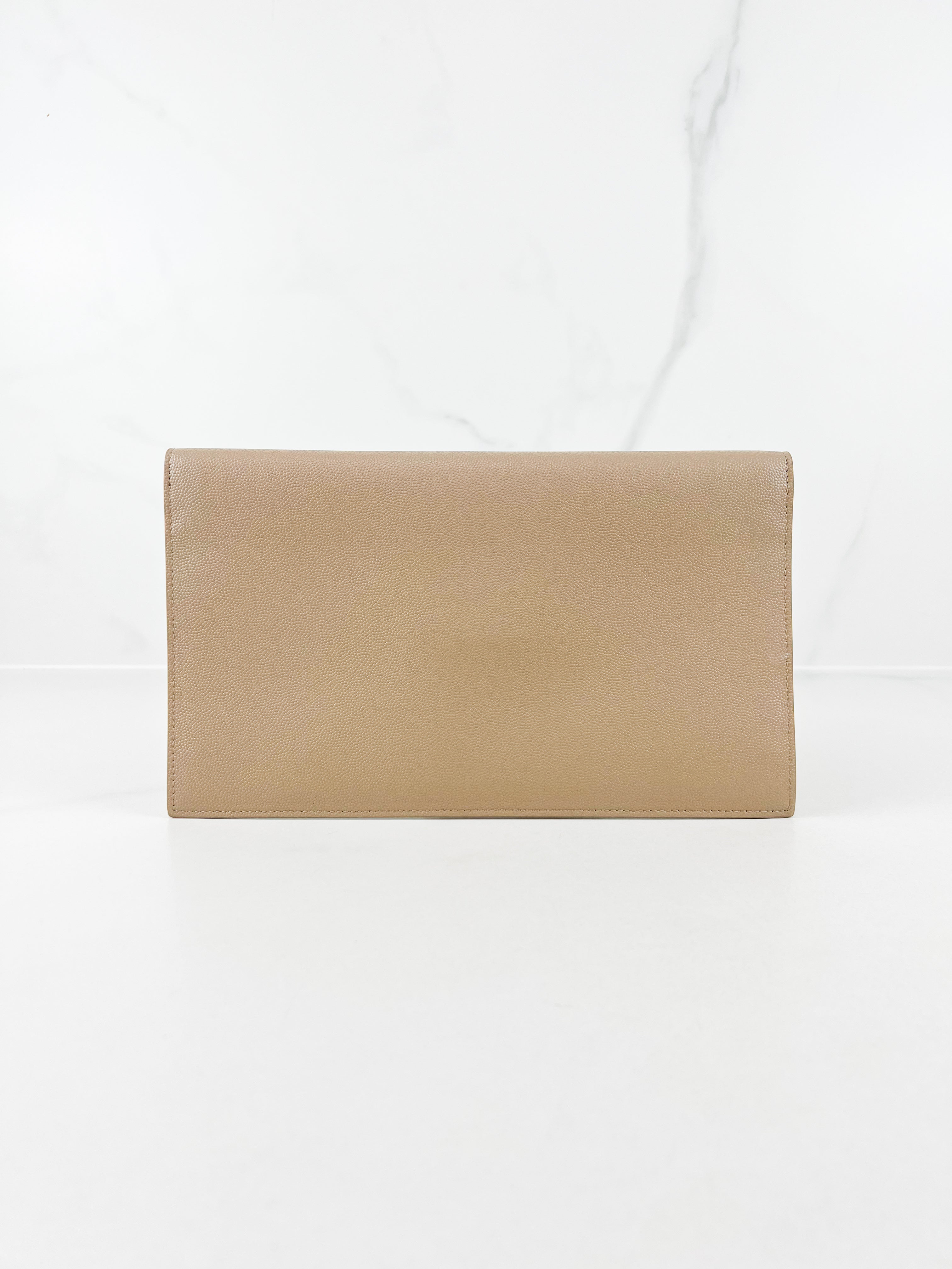 Saint Laurent Beige Uptown Envelope Clutch