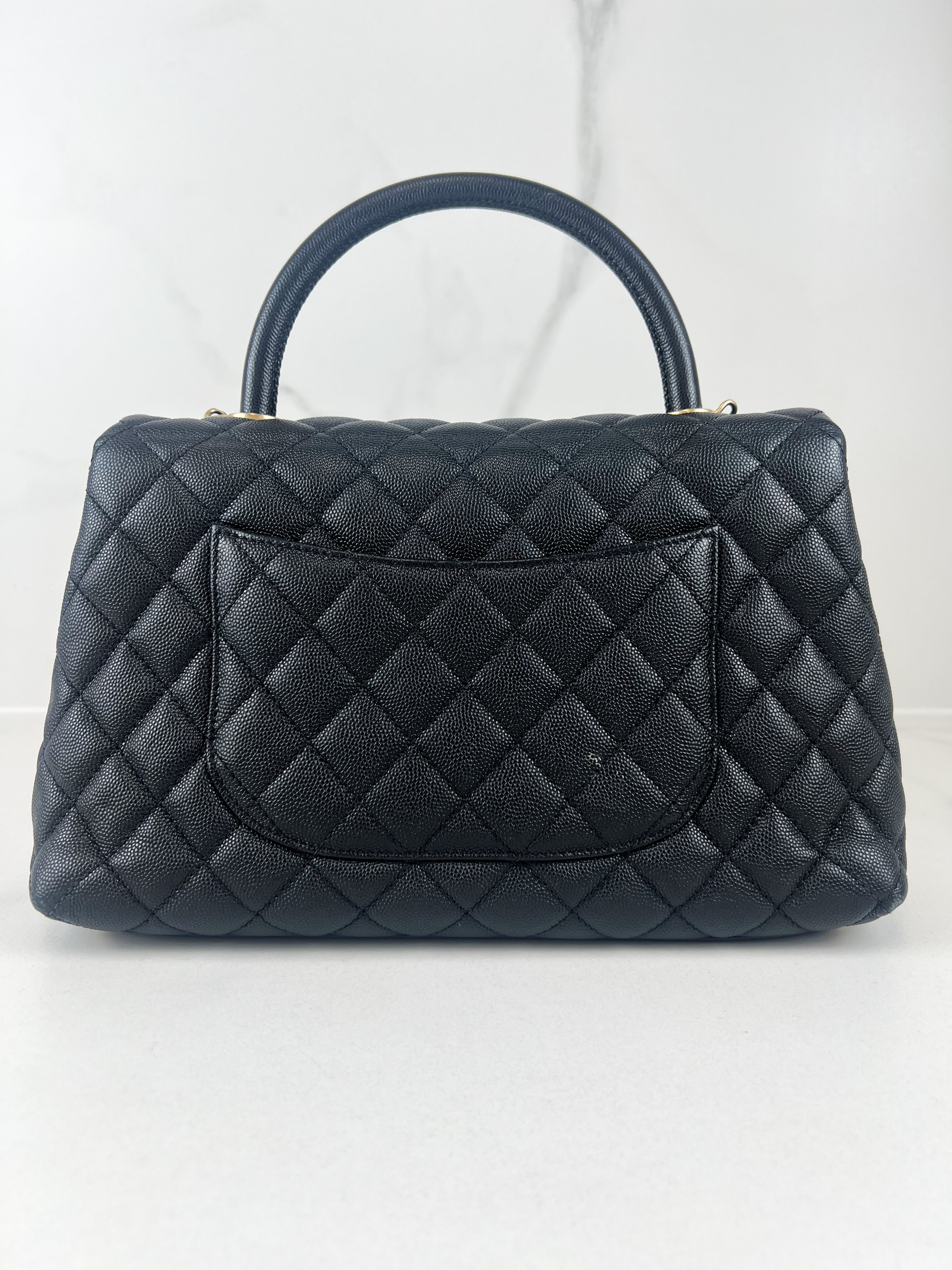 Chanel Medium Top Handle Coco in Black Caviar with GHW