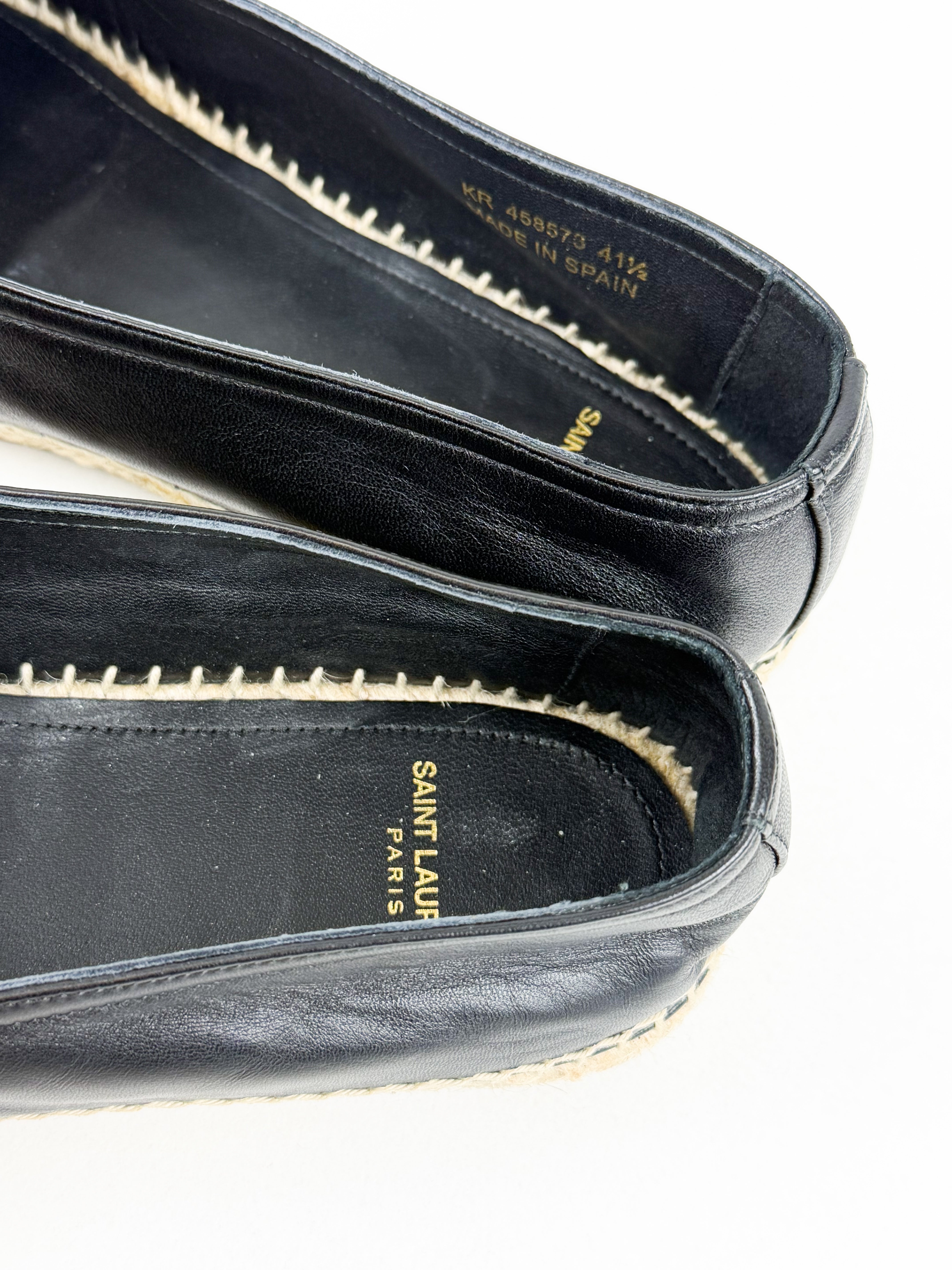 Saint Laurent Black Monogram Espadrilles Size 41.5