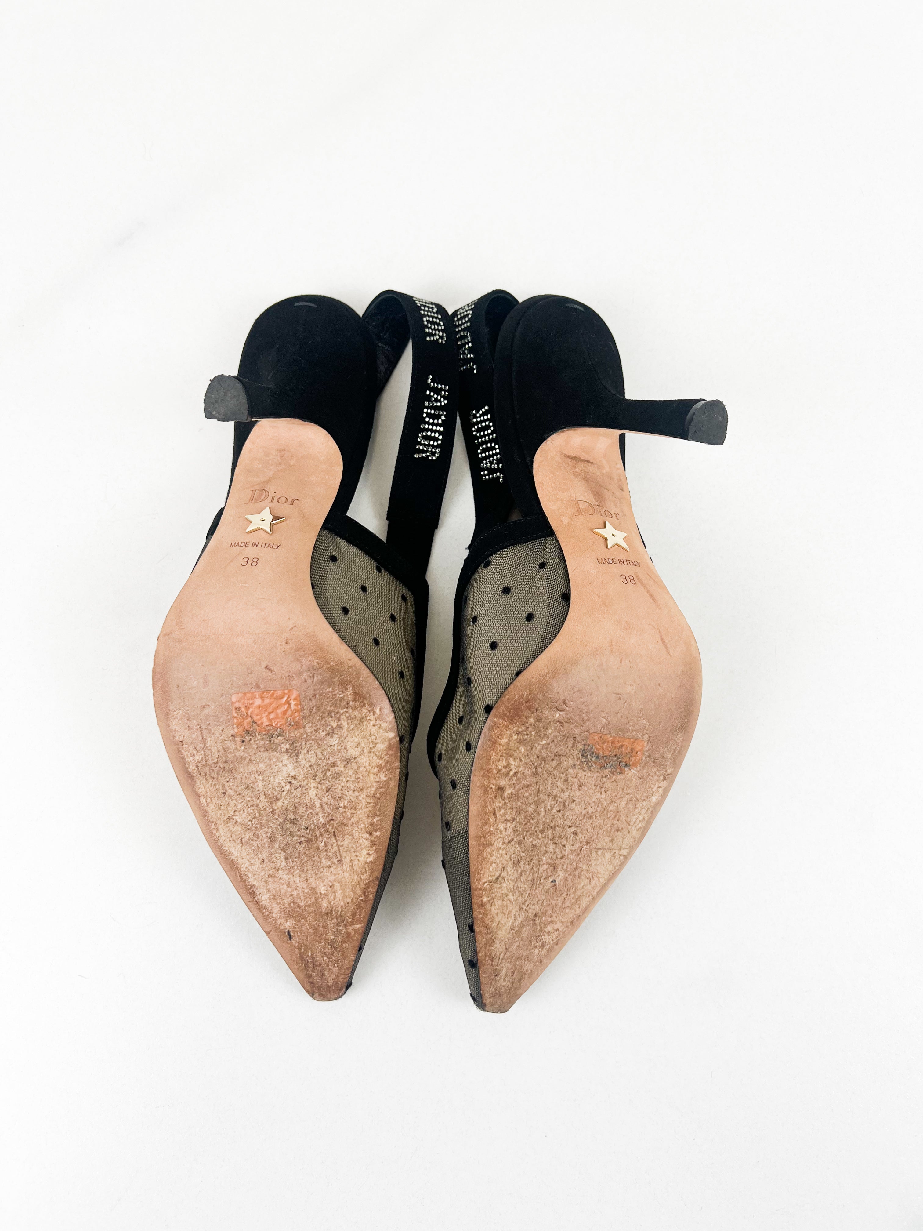 Christian Dior J'adior Mesh/Velvet Slingback Heels Size 38