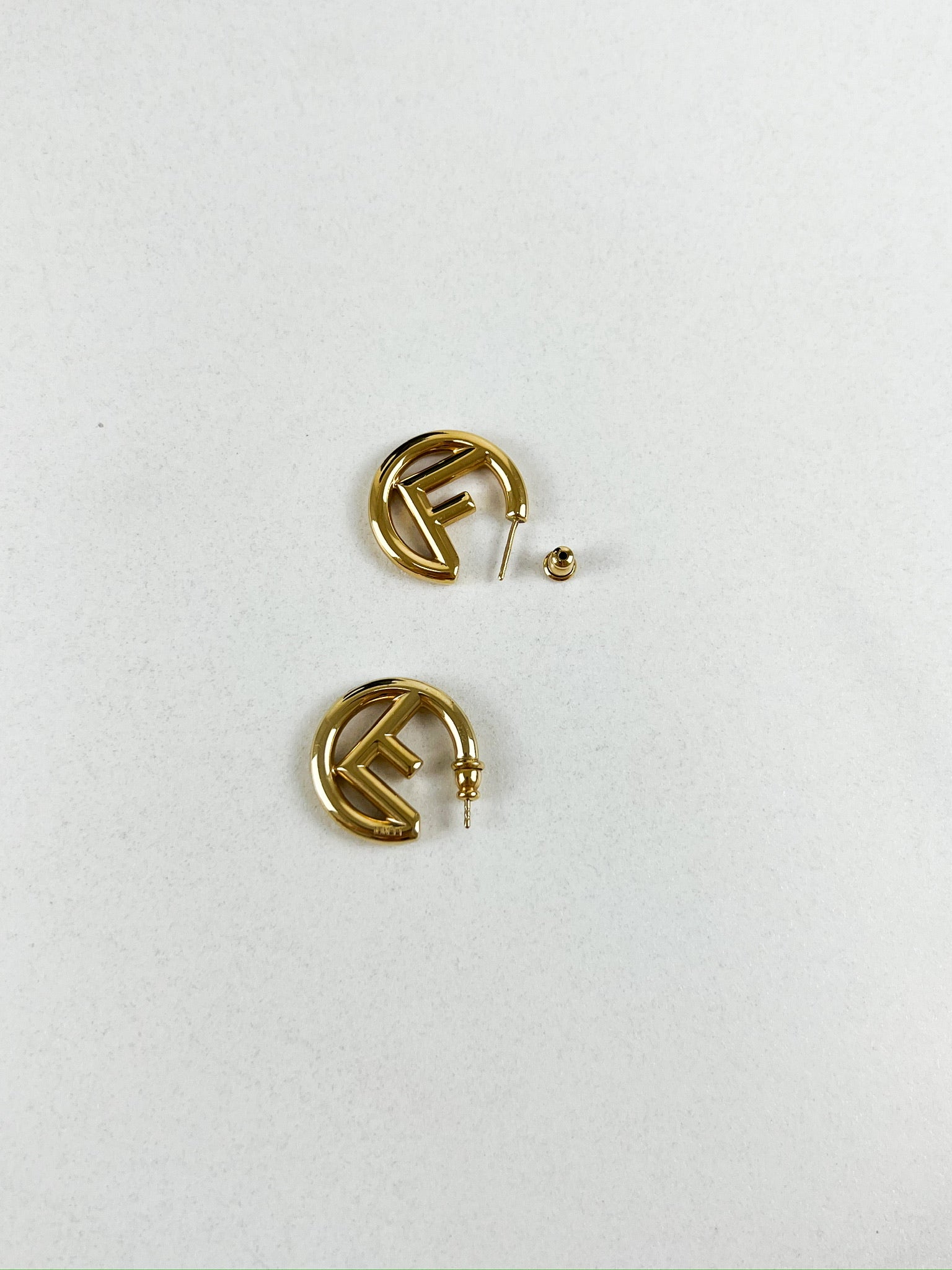 Fendi F Logo Hoop Earring in Gold