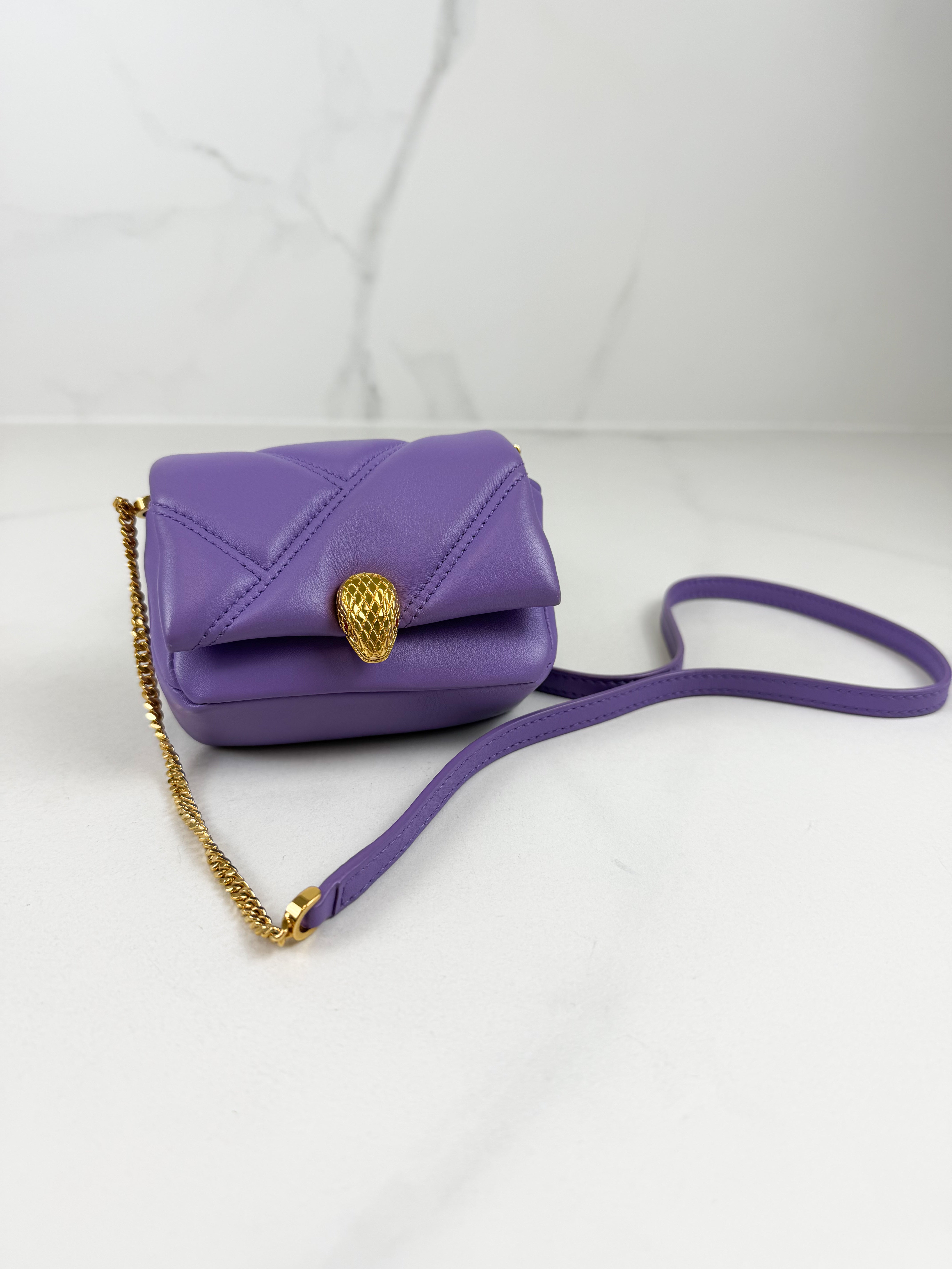 Bvlgari Serpenti Purple Quilted Leather Cabochon Micro Bag