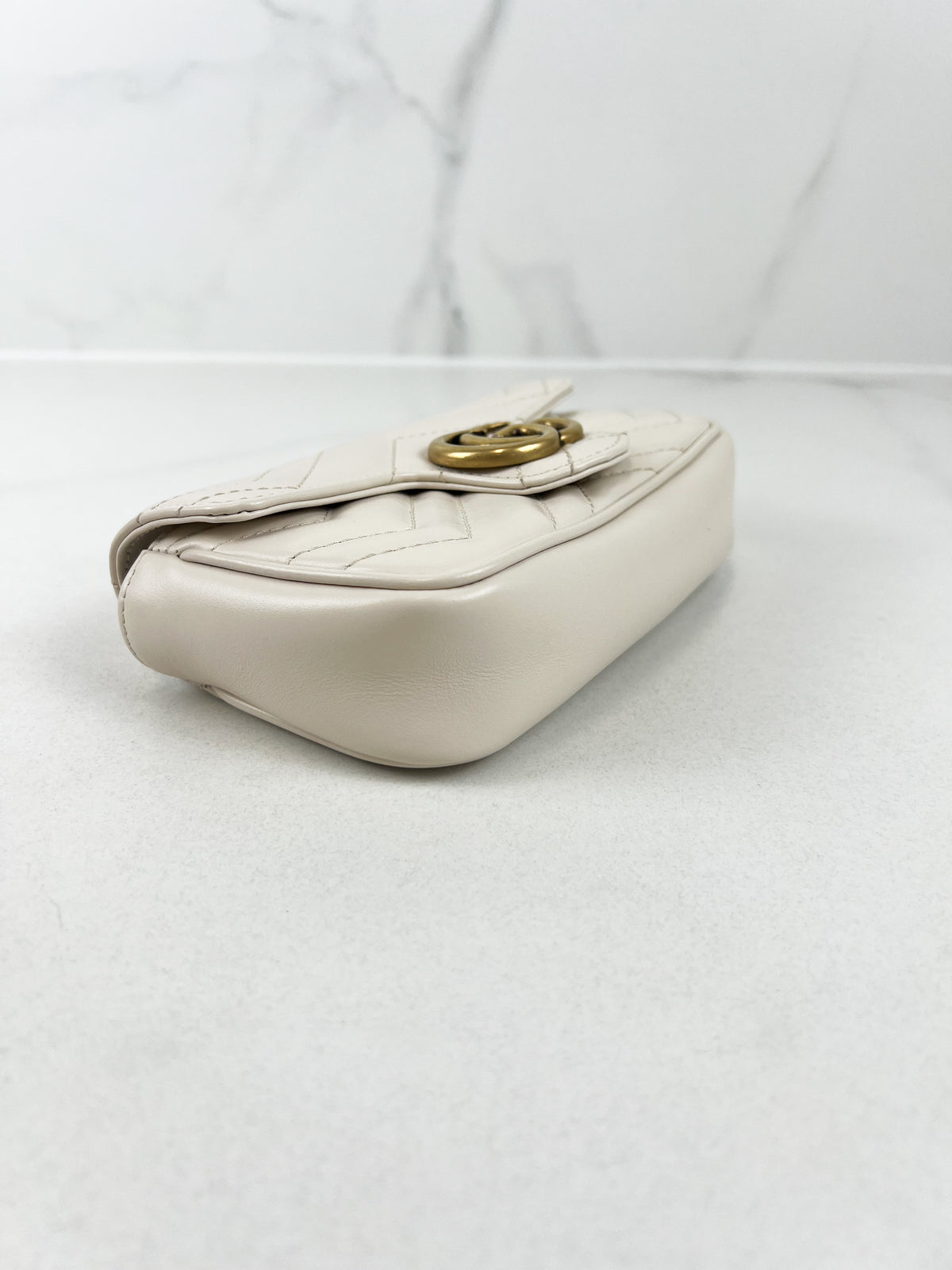 Gucci White GG Marmont Matelasse Super Mini Bag