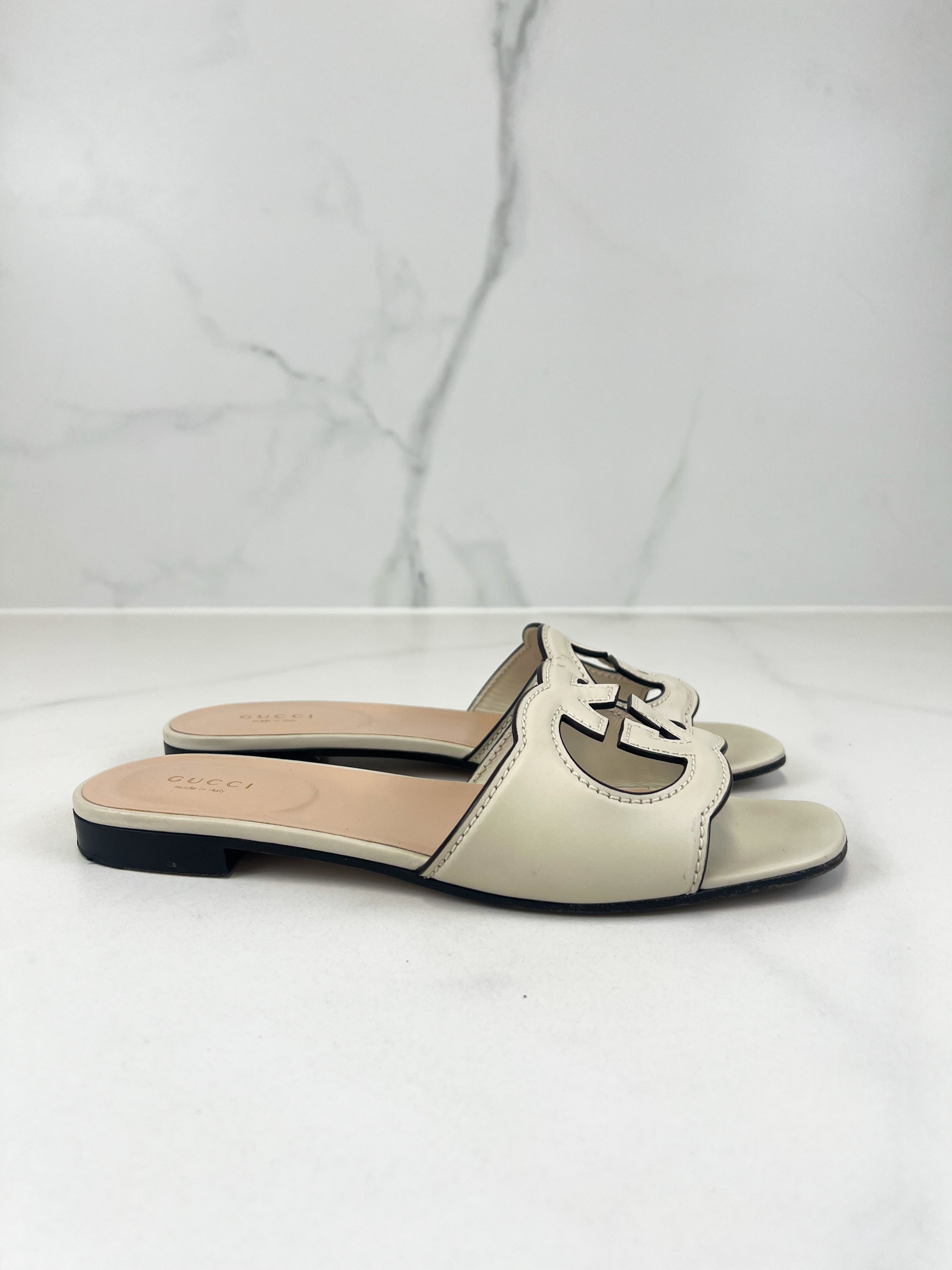 Gucci Interlocking G Cut Out Sandals Size 38.5