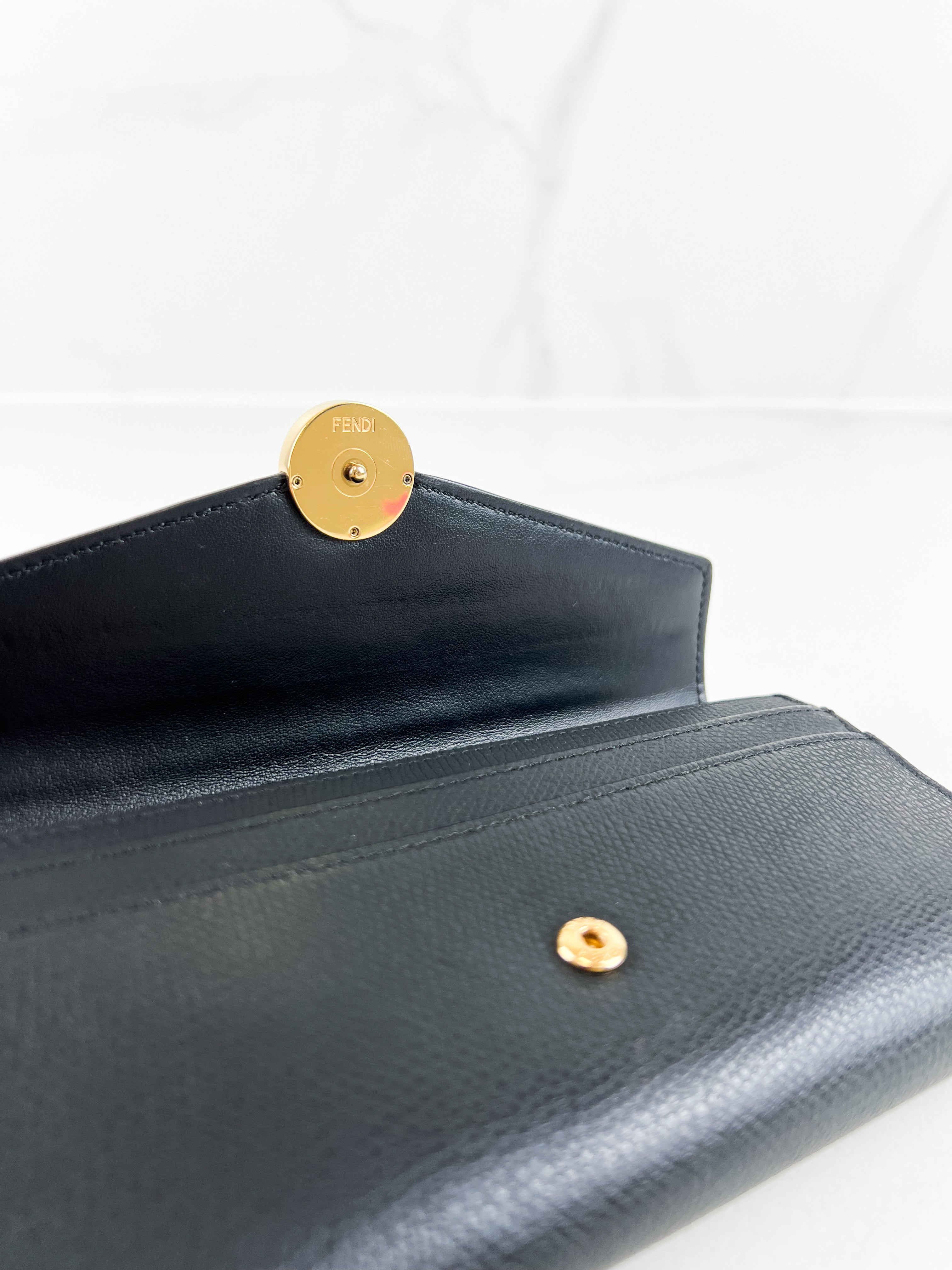 Fendi Black Continental Wallet GHW