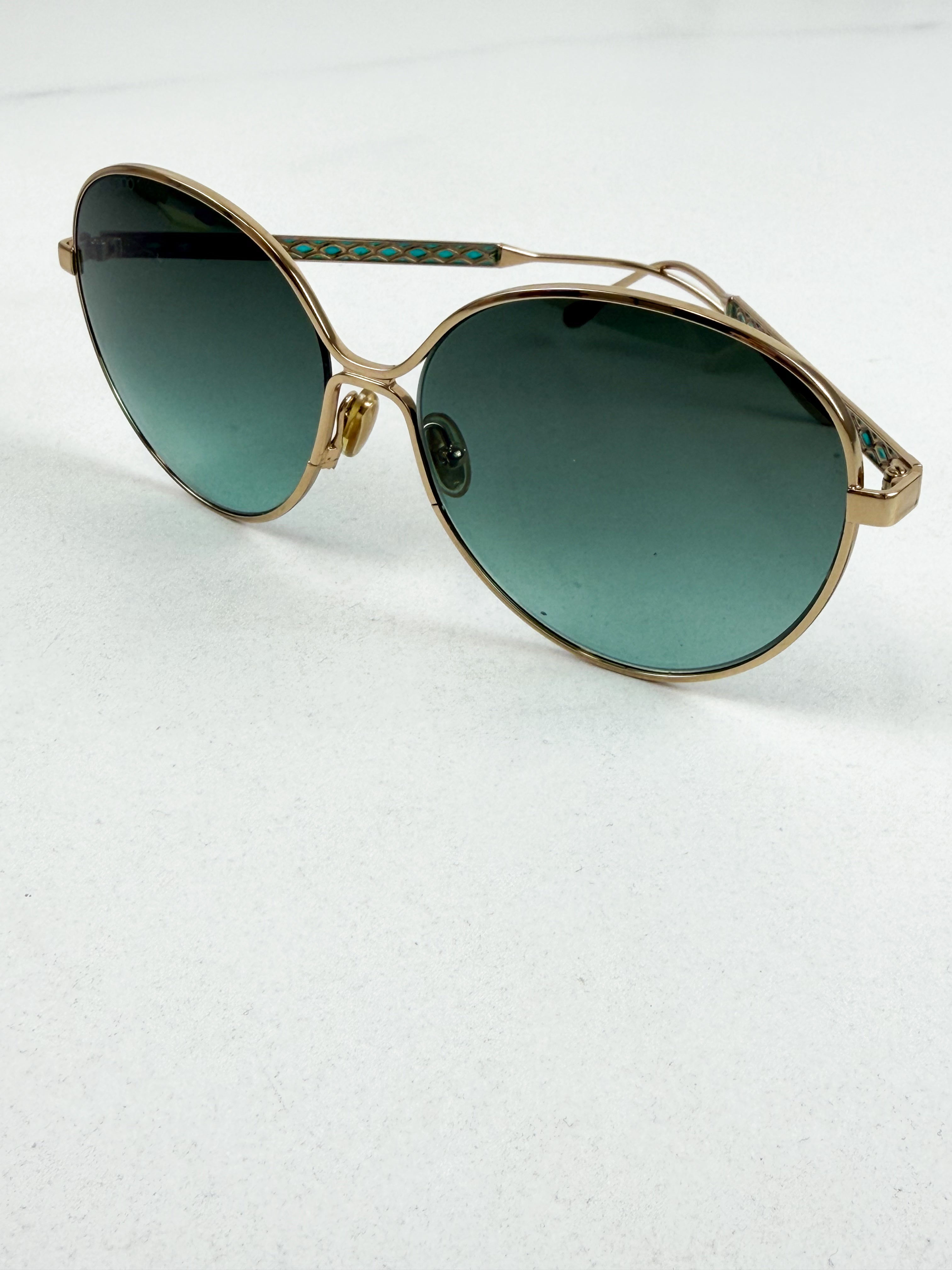 Jimmy Choo Aviator Sunglasses in Gold