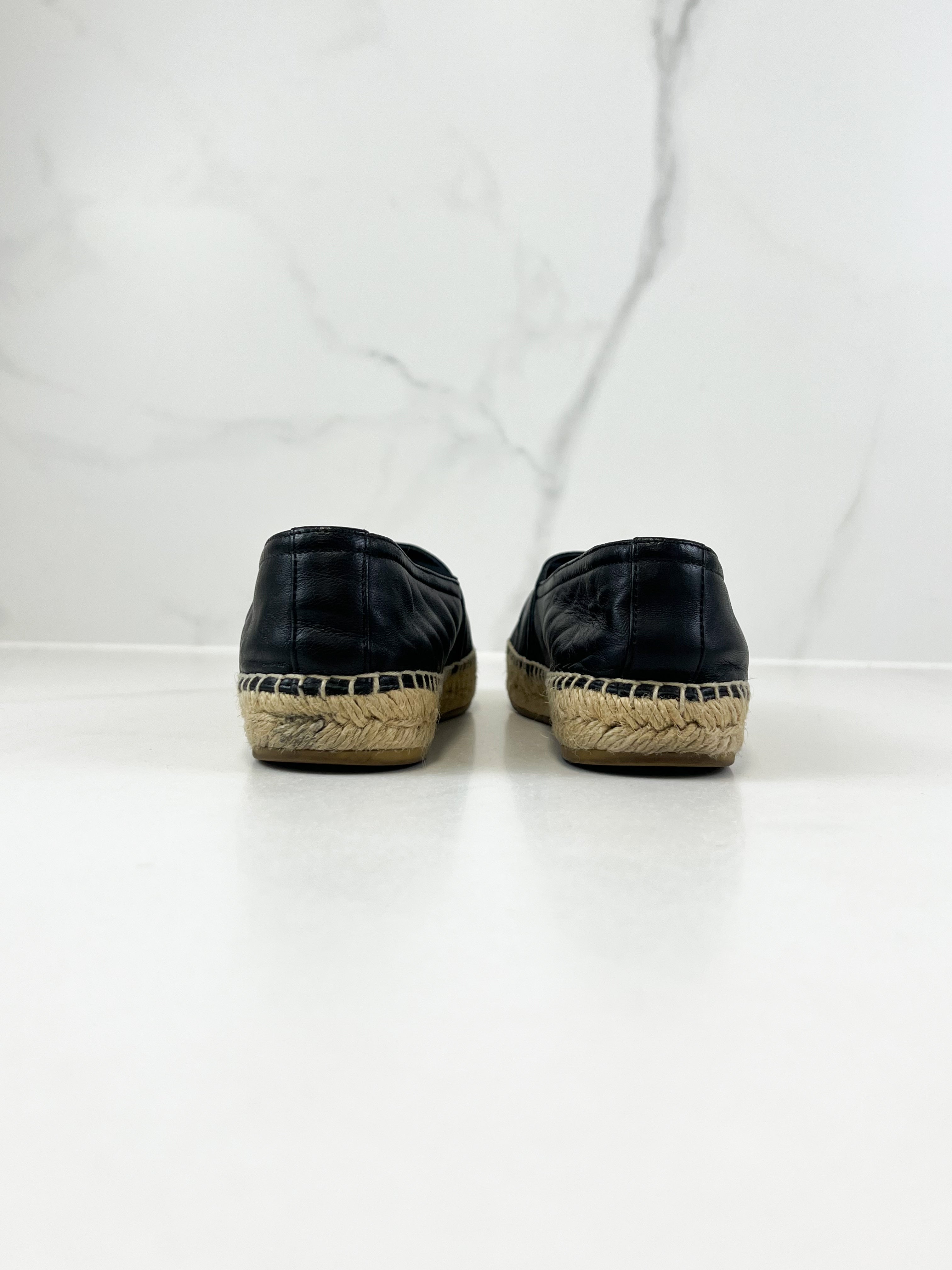 Saint Laurent Black Monogram Espadrilles Size 36
