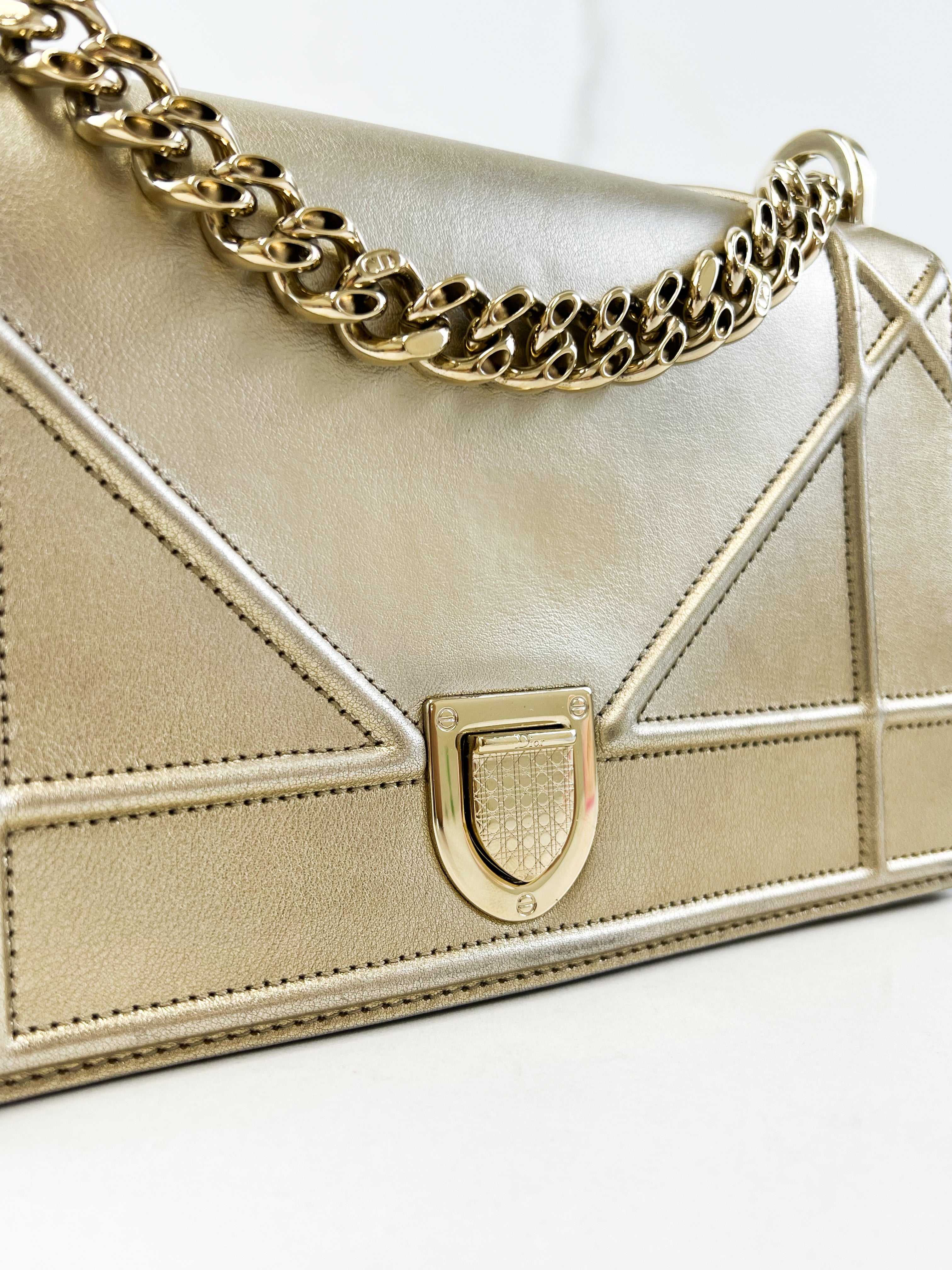 Christian Dior Gold Small Diorama Shoulder Bag GHW