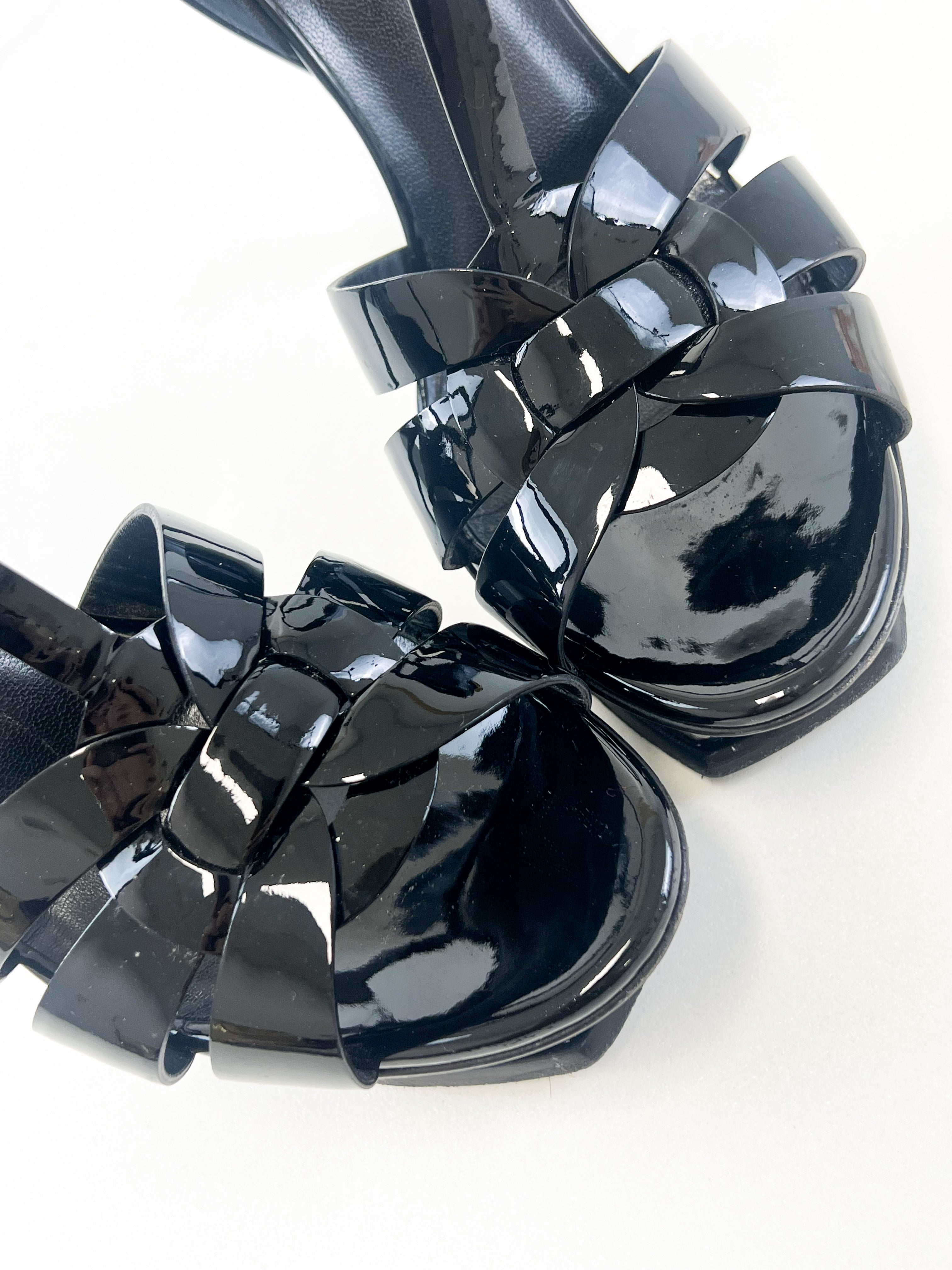 Saint Laurent Black Patent Tributes 135mm Size 40