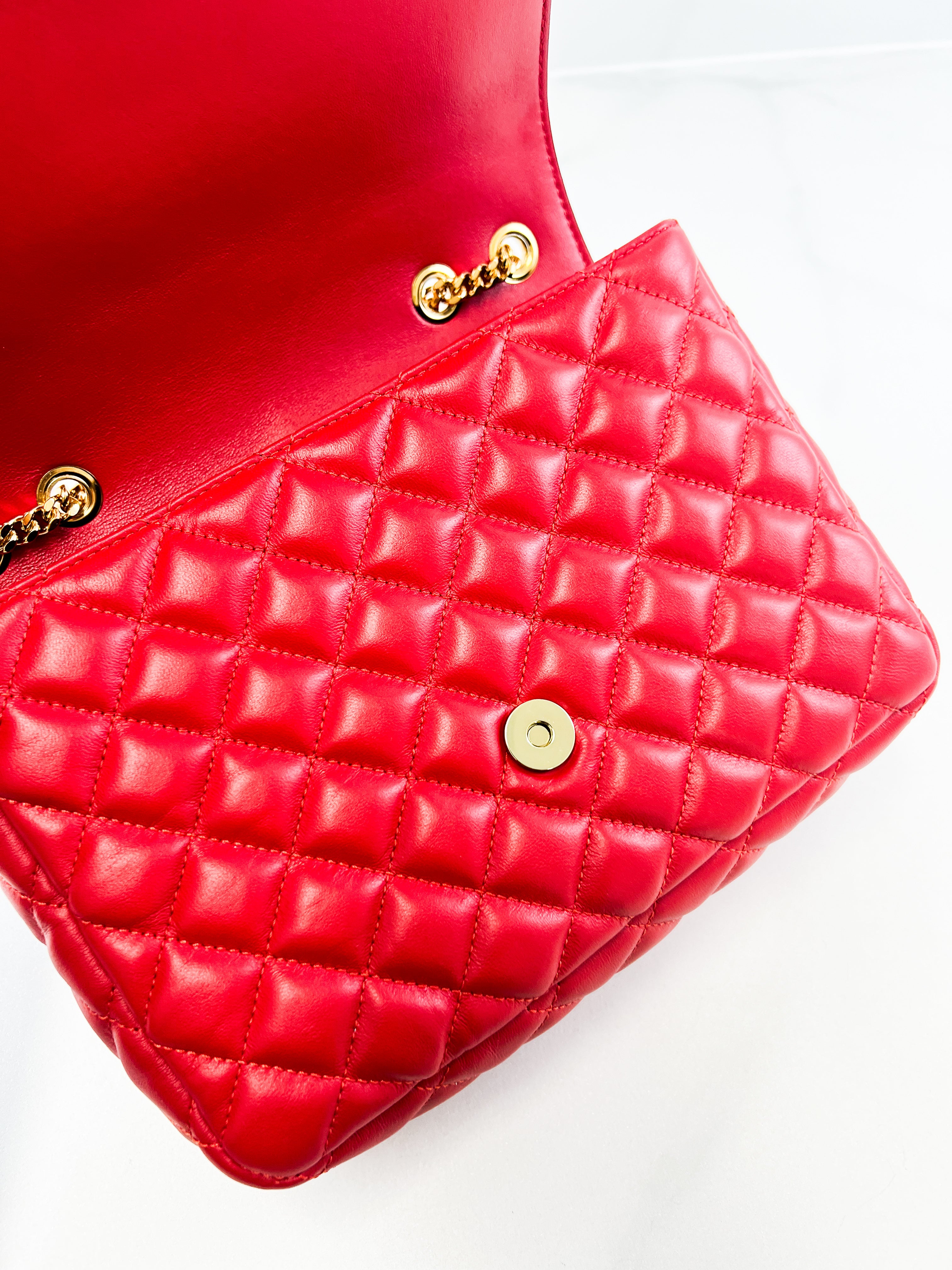 Versace Red Quilted Leather Shoulder Bag