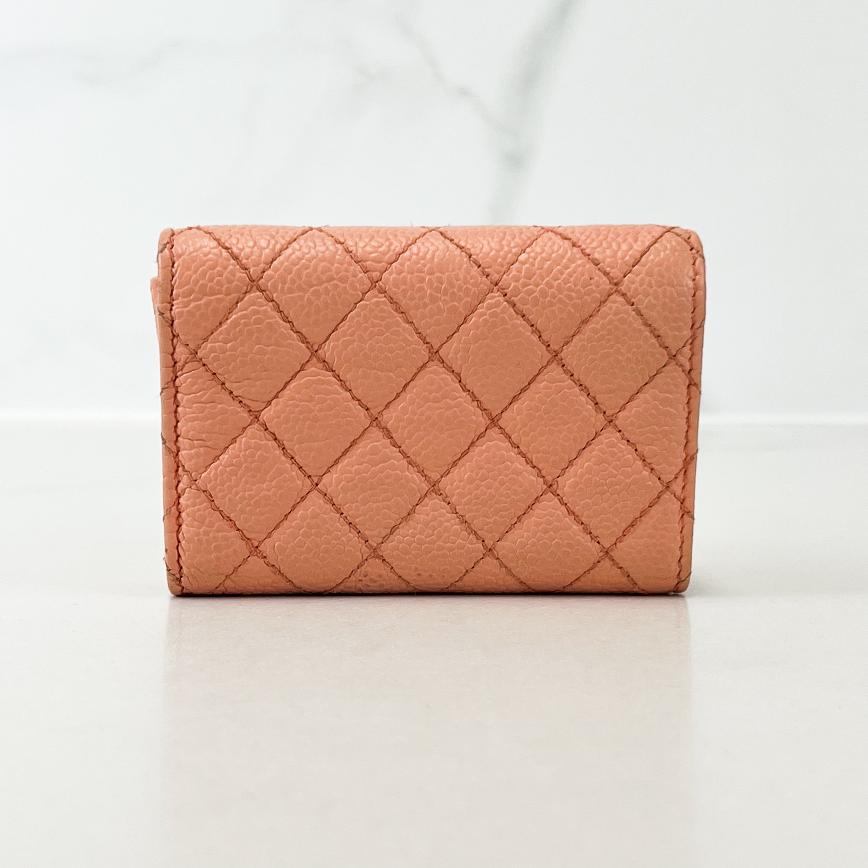 Chanel Boy Caviar Peach Pink CC Coin Holder