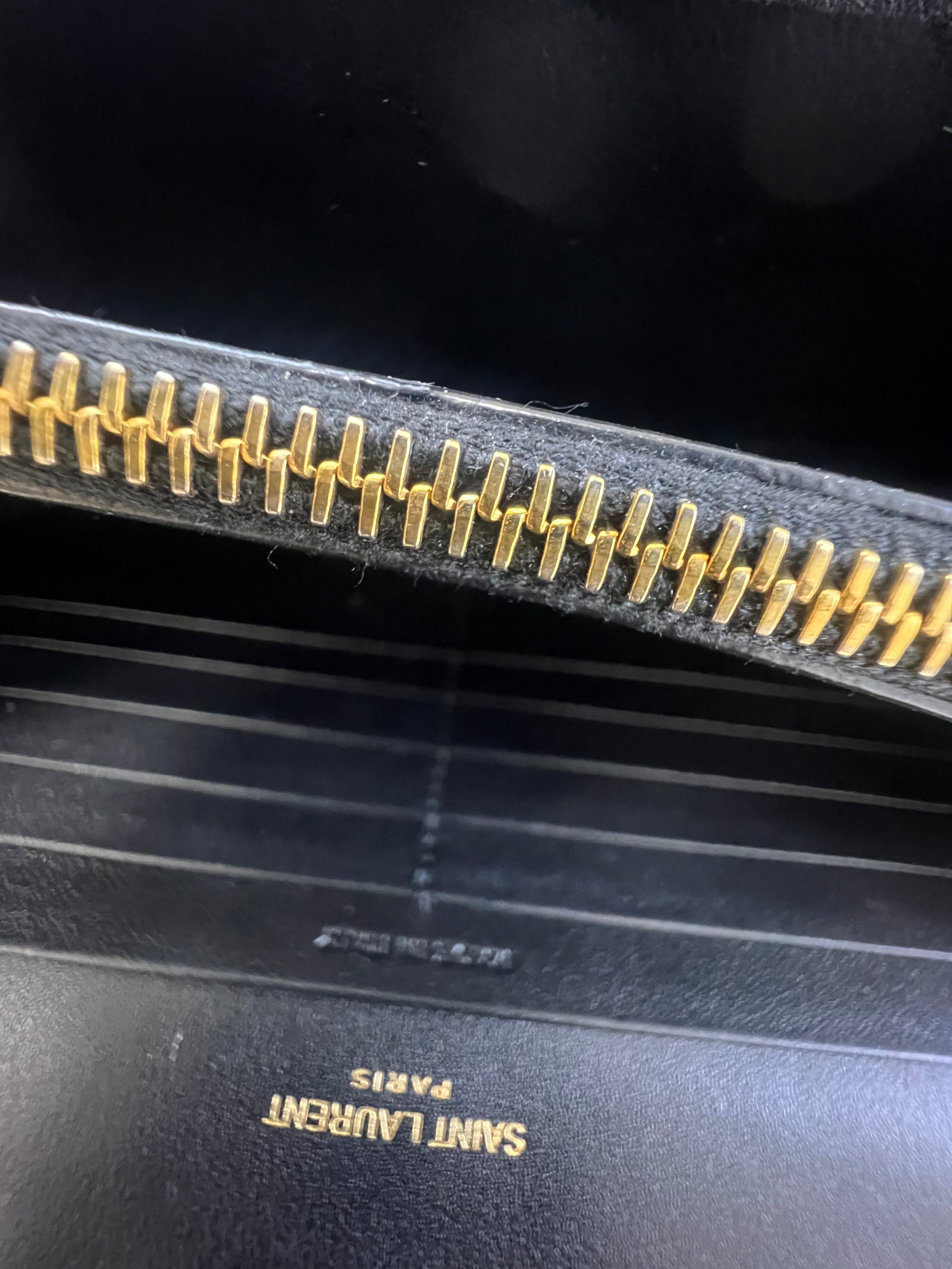 Saint Laurent Patent Black Cassandre Chain WOC with GHW