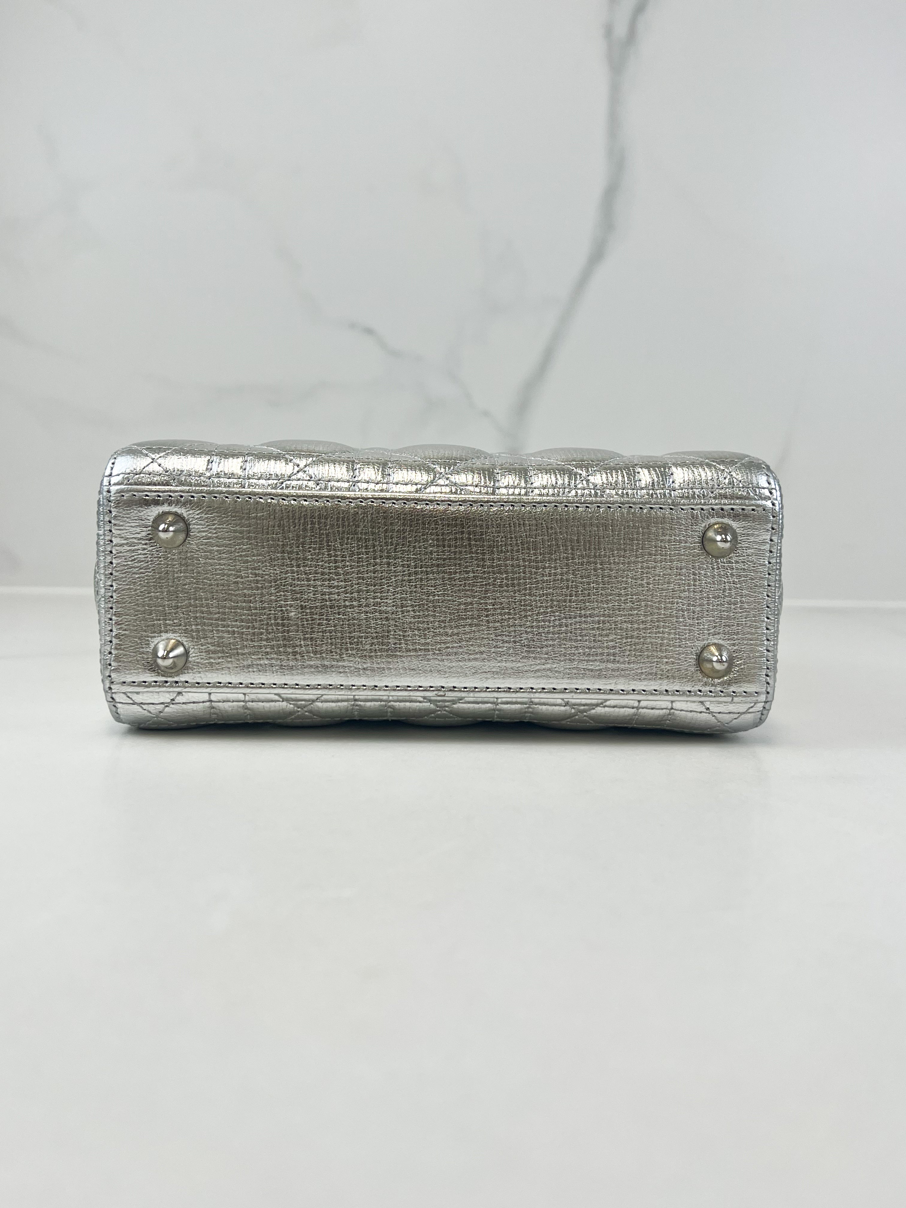 Christian Dior Small Lady Dior Silver with SHW