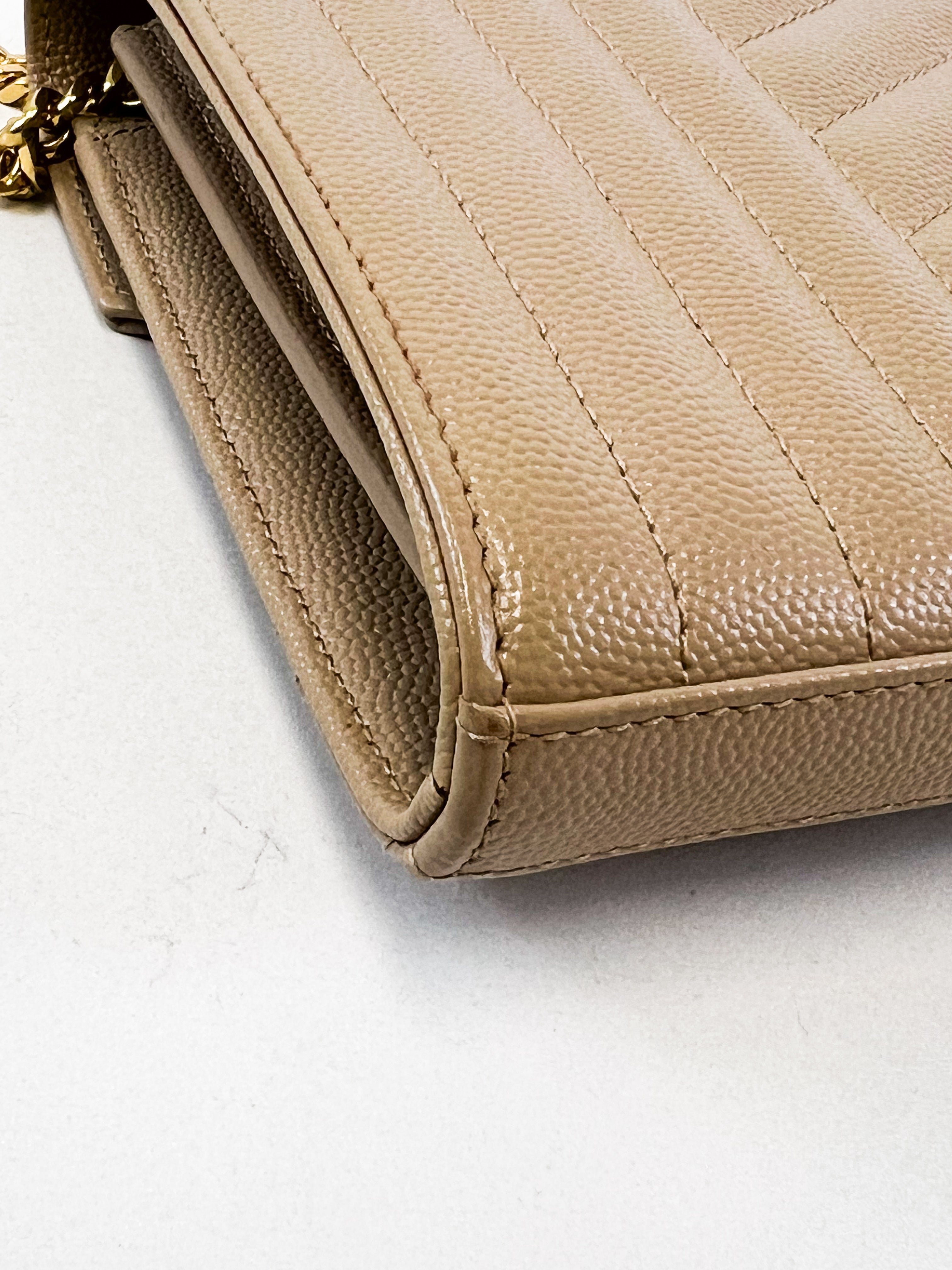 Saint Laurent Nude Envelope Shoulder Bag GHW