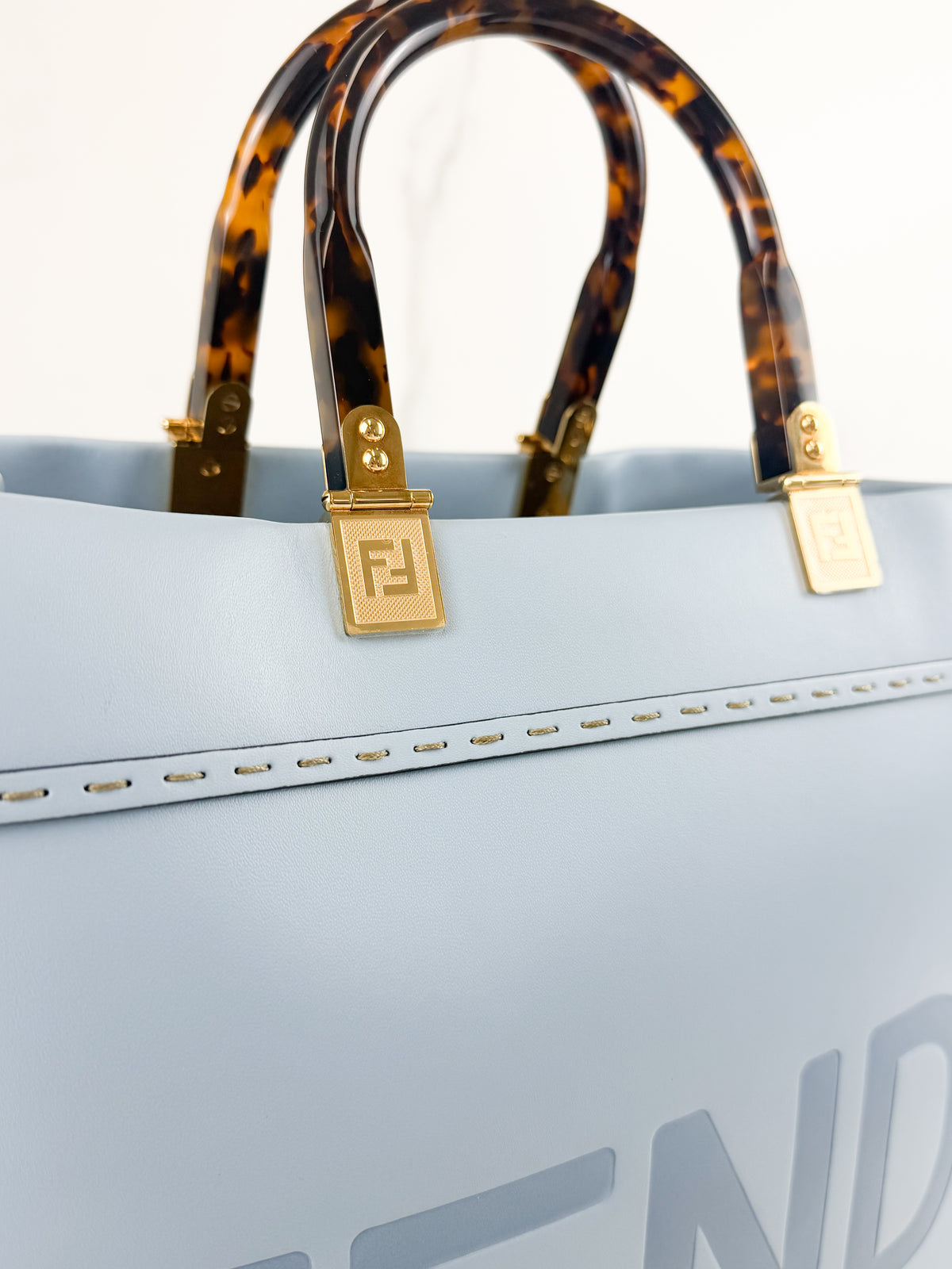 Fendi Blue Leather Sunshine Tote Bag