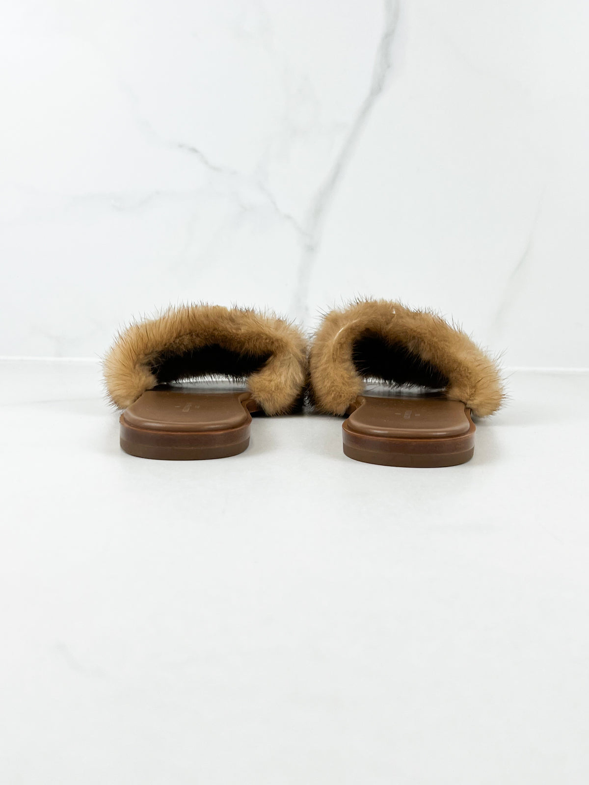Louis Vuitton Lock It Brown Shearling Flat Slide Size 37