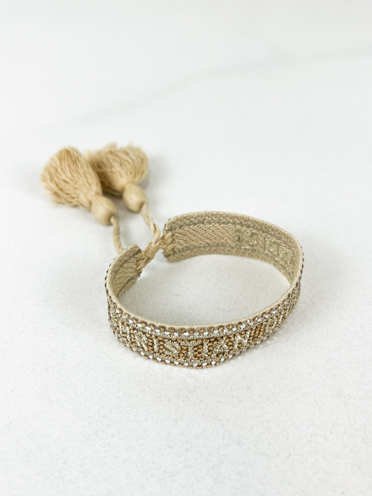 Christian Dior Woven Cotton Crystal Bracelet
