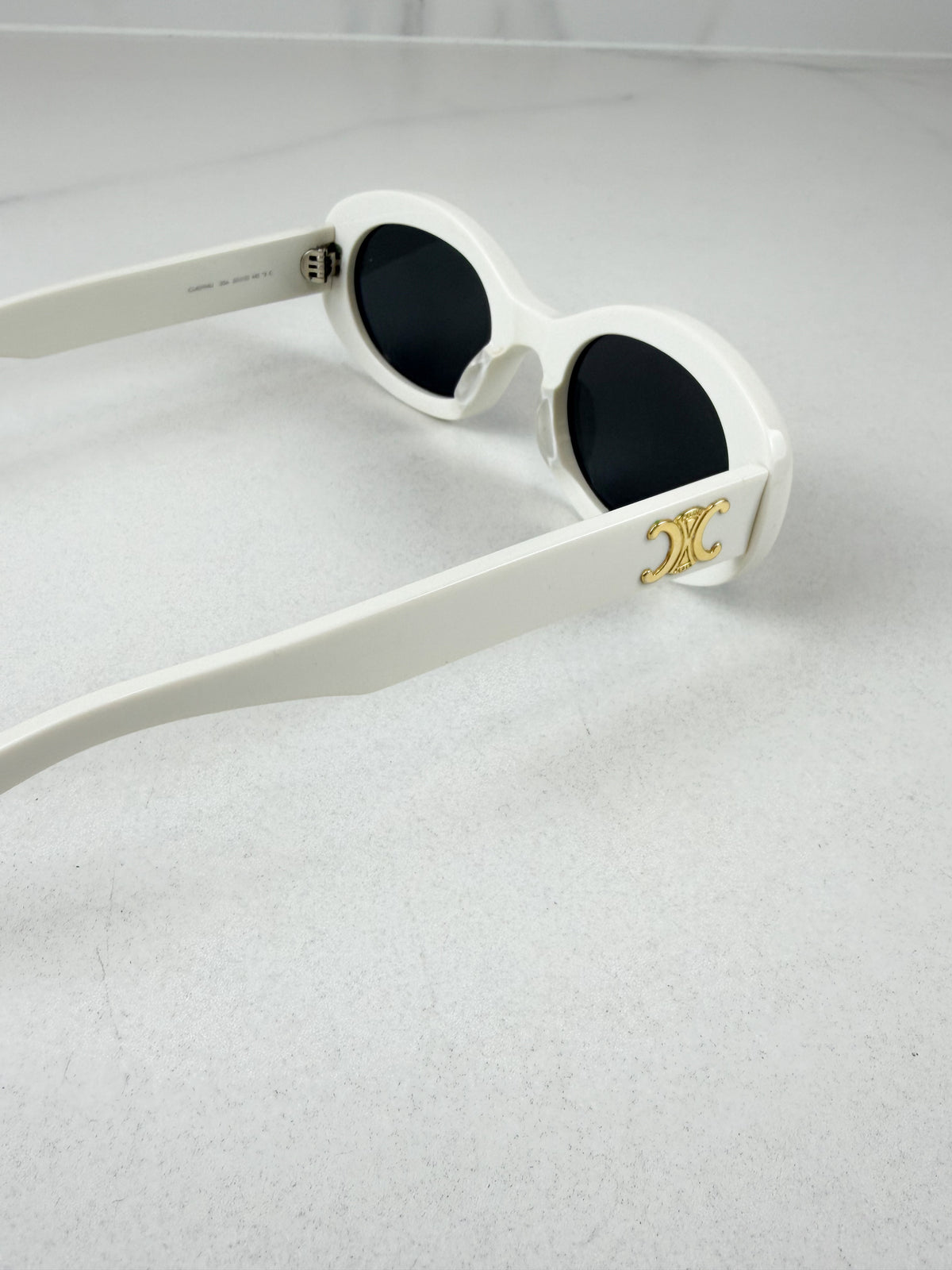 Celine Triomphe White Sunglasses with GHW