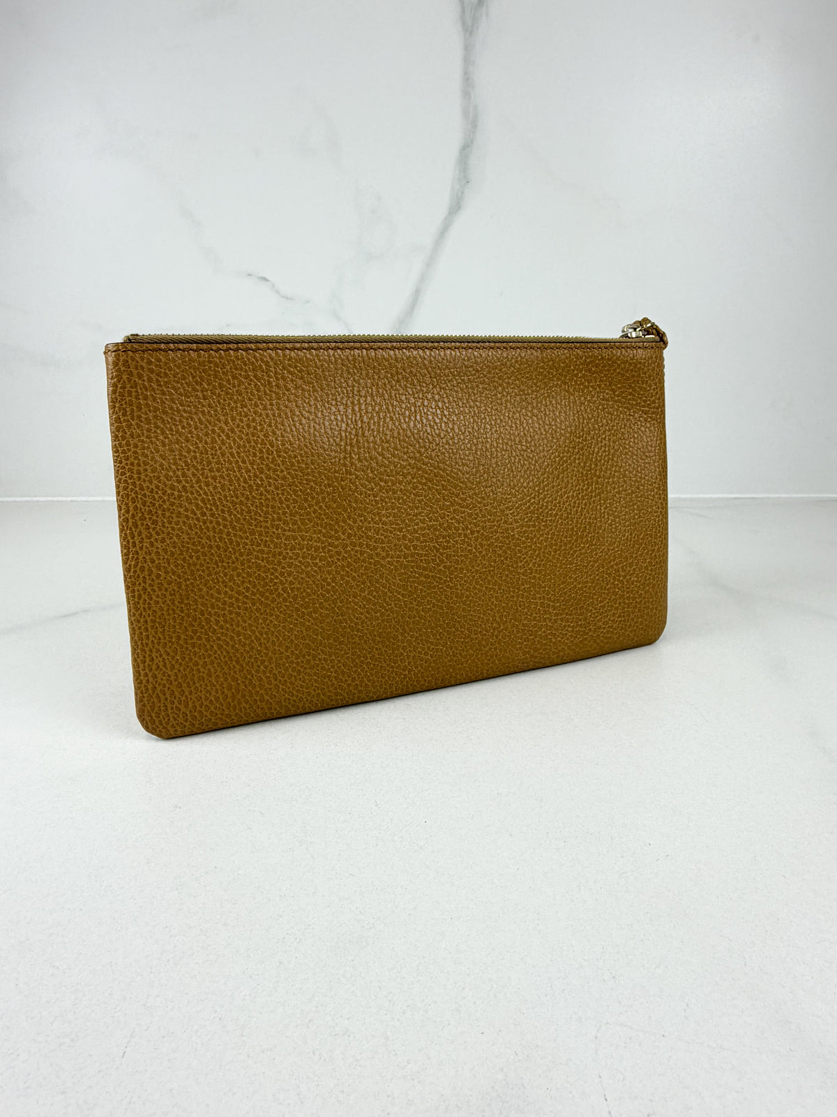 Gucci Bamboo Tassel Pouch Taupe Grained Leather