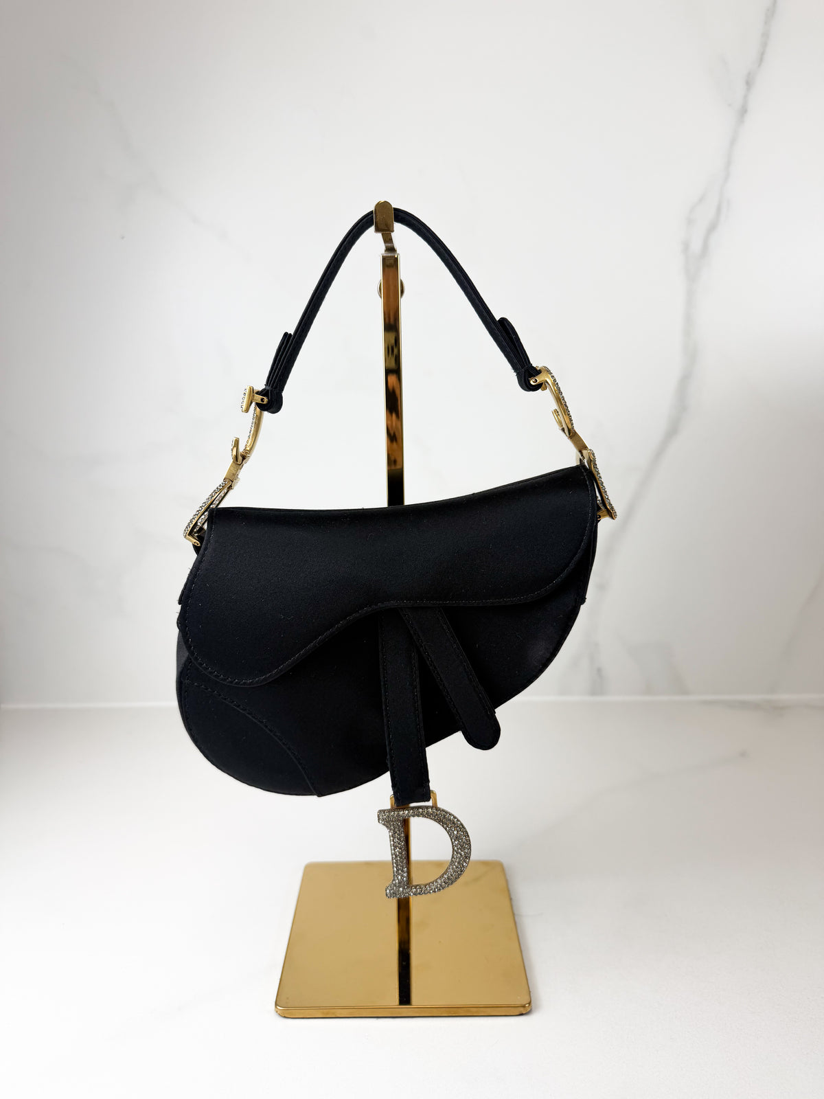 Christian Dior Mini Saddle Bag in Satin with Diamantés