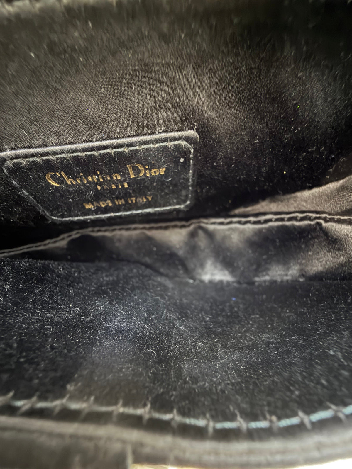 Christian Dior Mini Saddle Bag in Satin with Diamantés