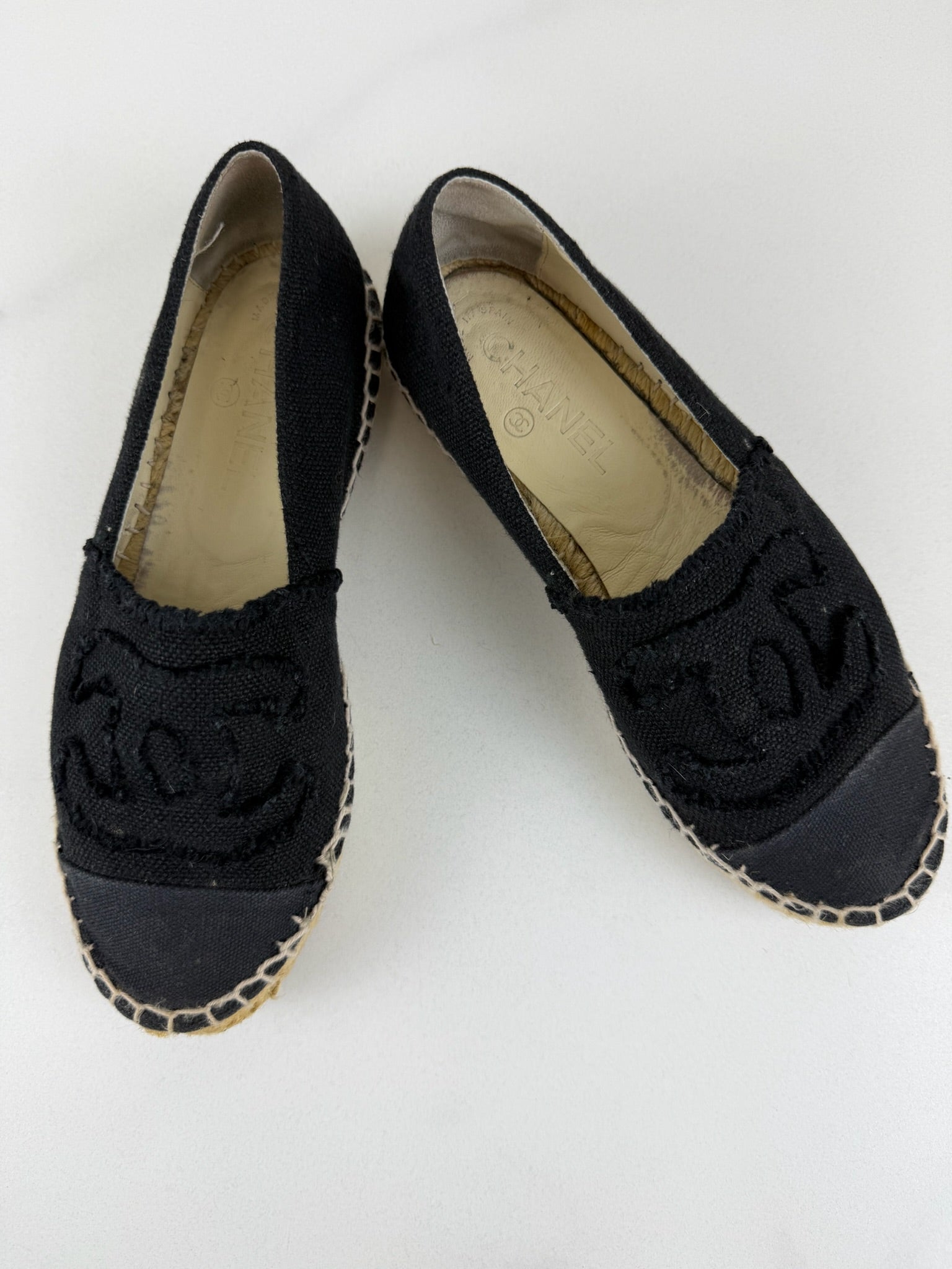 Chanel Black CC Canvas Espadrille Size 36