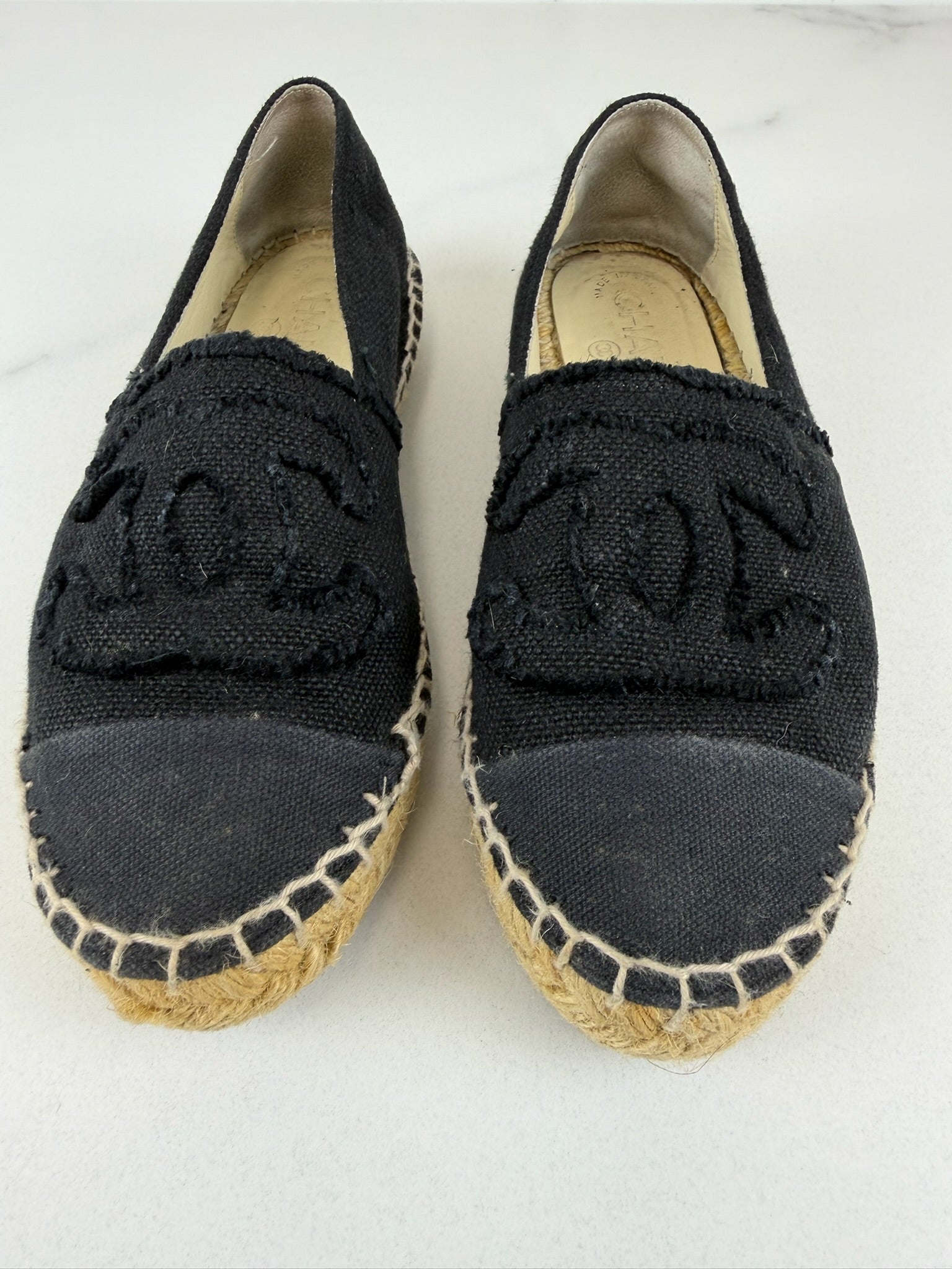 Chanel Black CC Canvas Espadrille Size 36