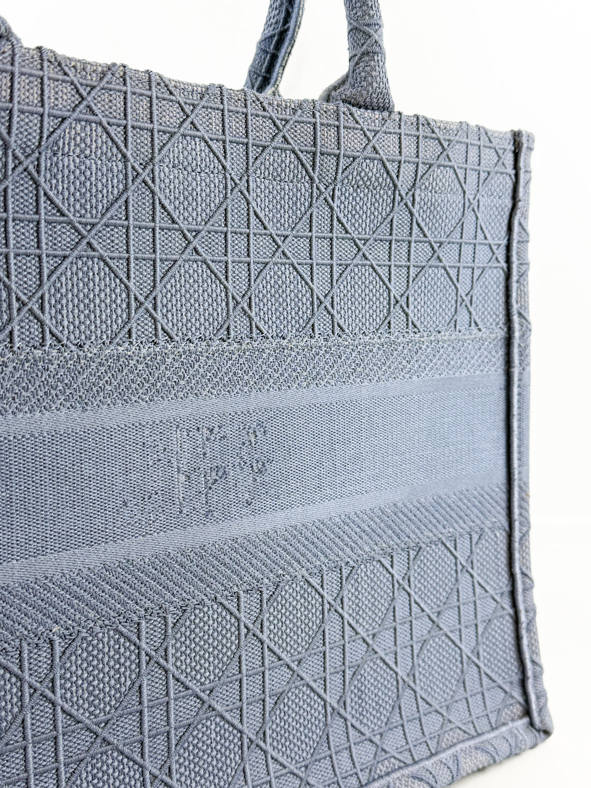 Christian Dior Medium Oblique Book Tote Cannage Embroidered Grey