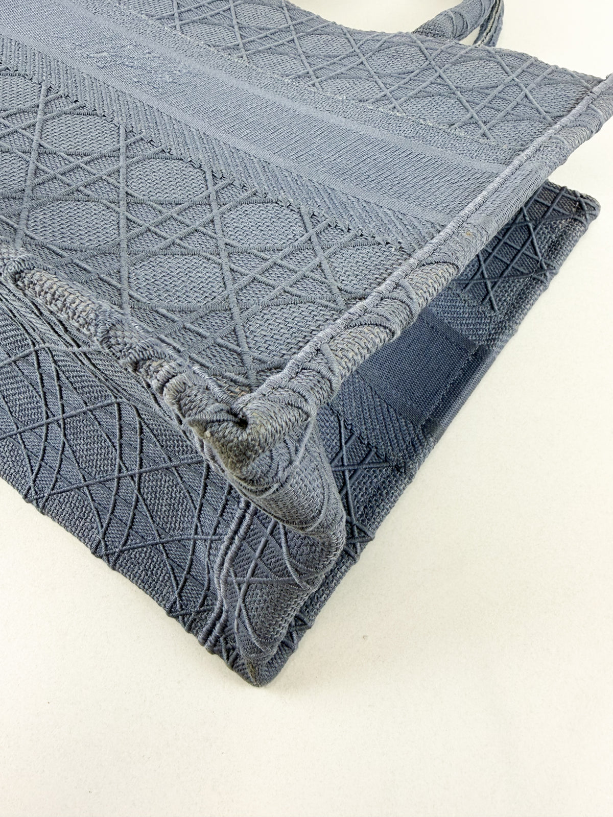 Christian Dior Medium Oblique Book Tote Cannage Embroidered Grey