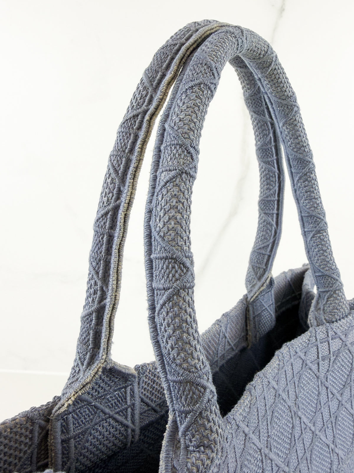 Christian Dior Medium Oblique Book Tote Cannage Embroidered Grey