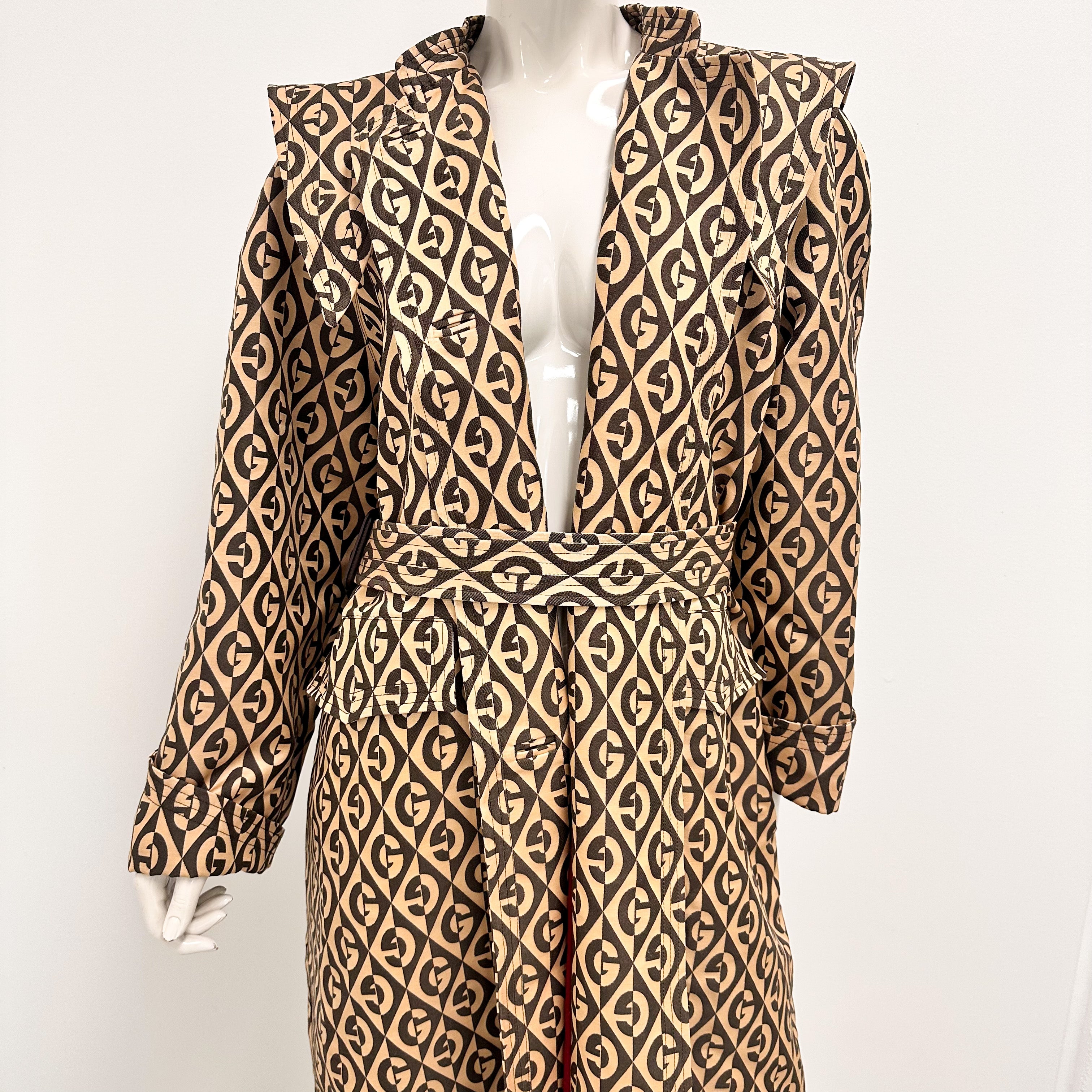 Gucci Rhombus Belt Trench Coat Size 40