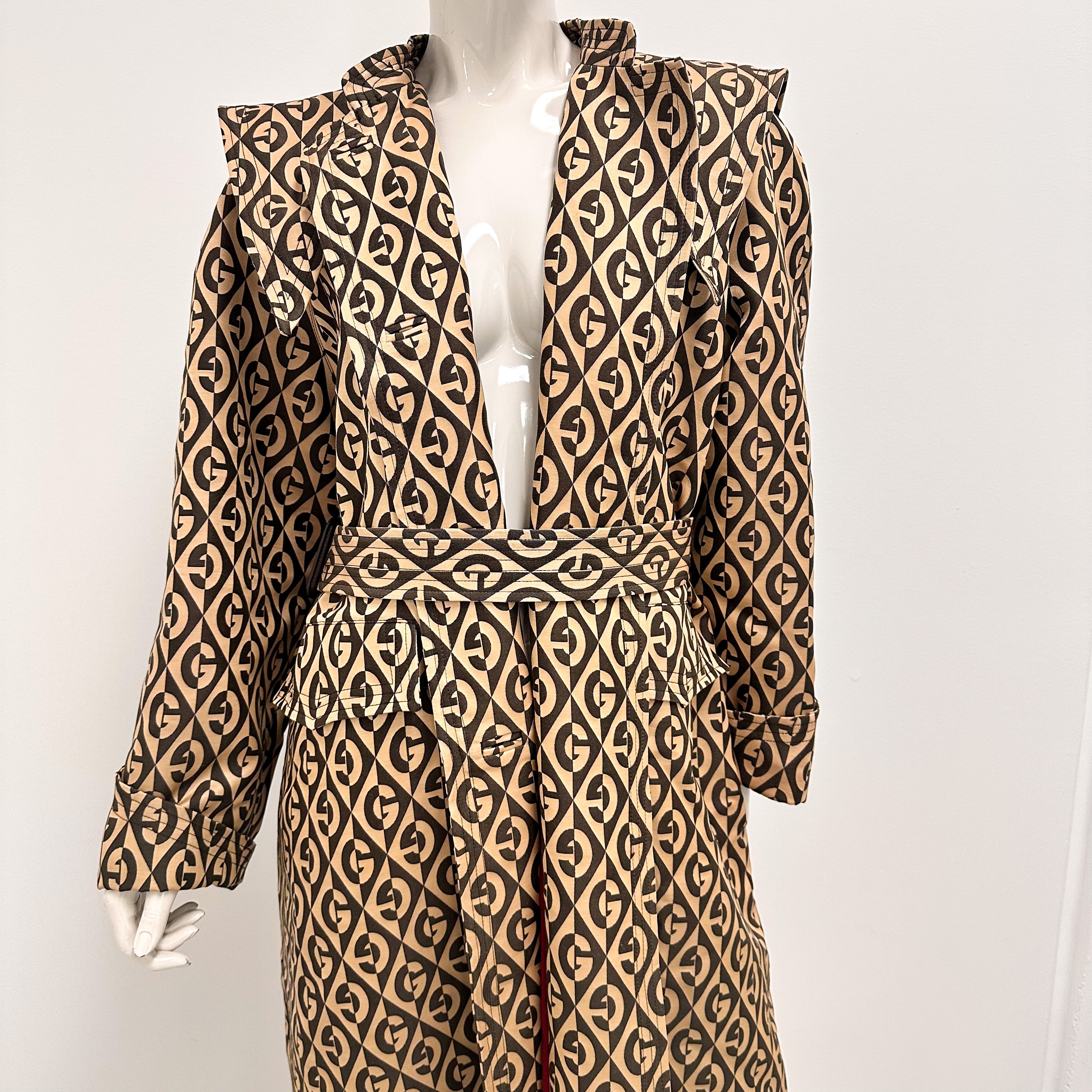 Gucci Rhombus Belt Trench Coat Size 40