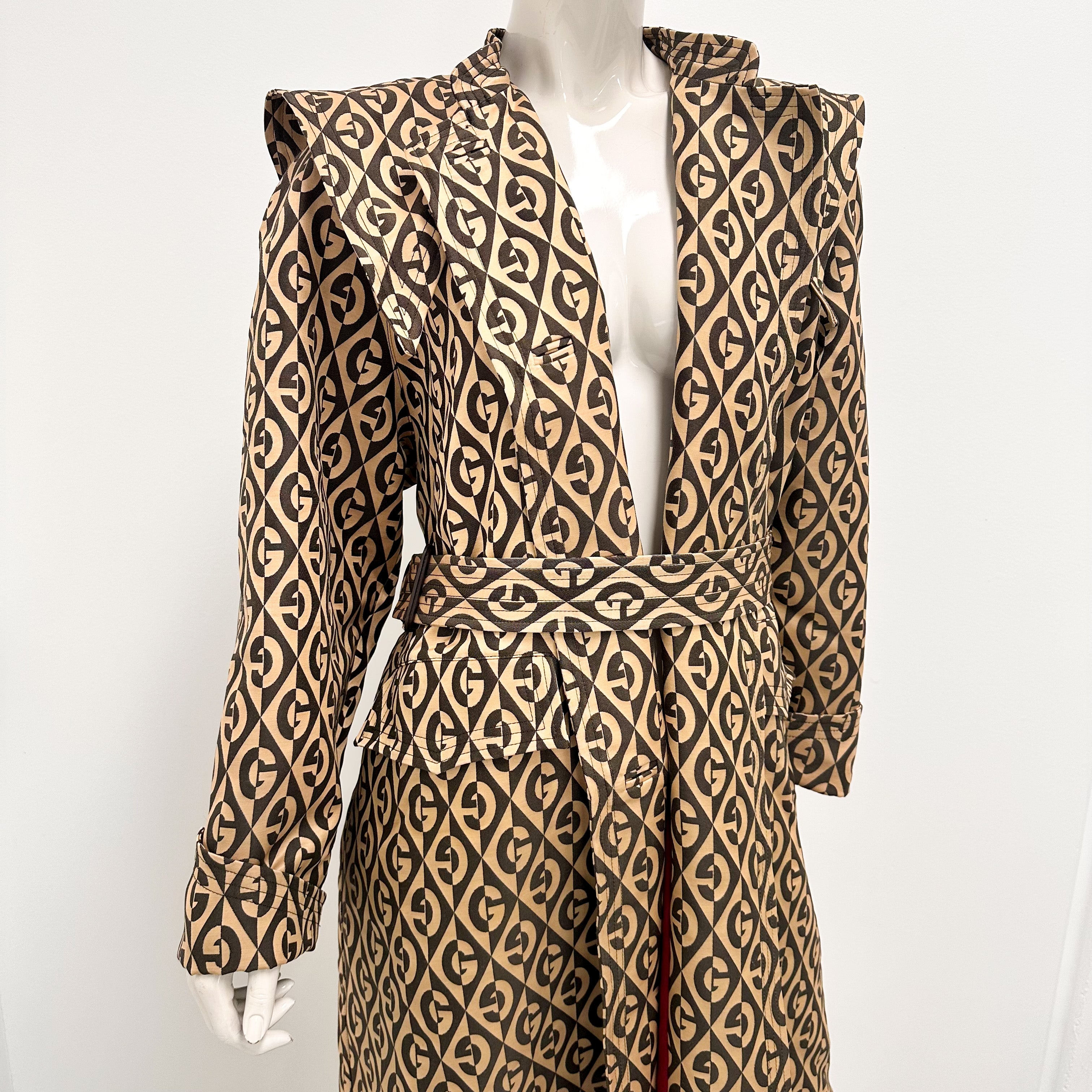 Gucci Rhombus Belt Trench Coat Size 40