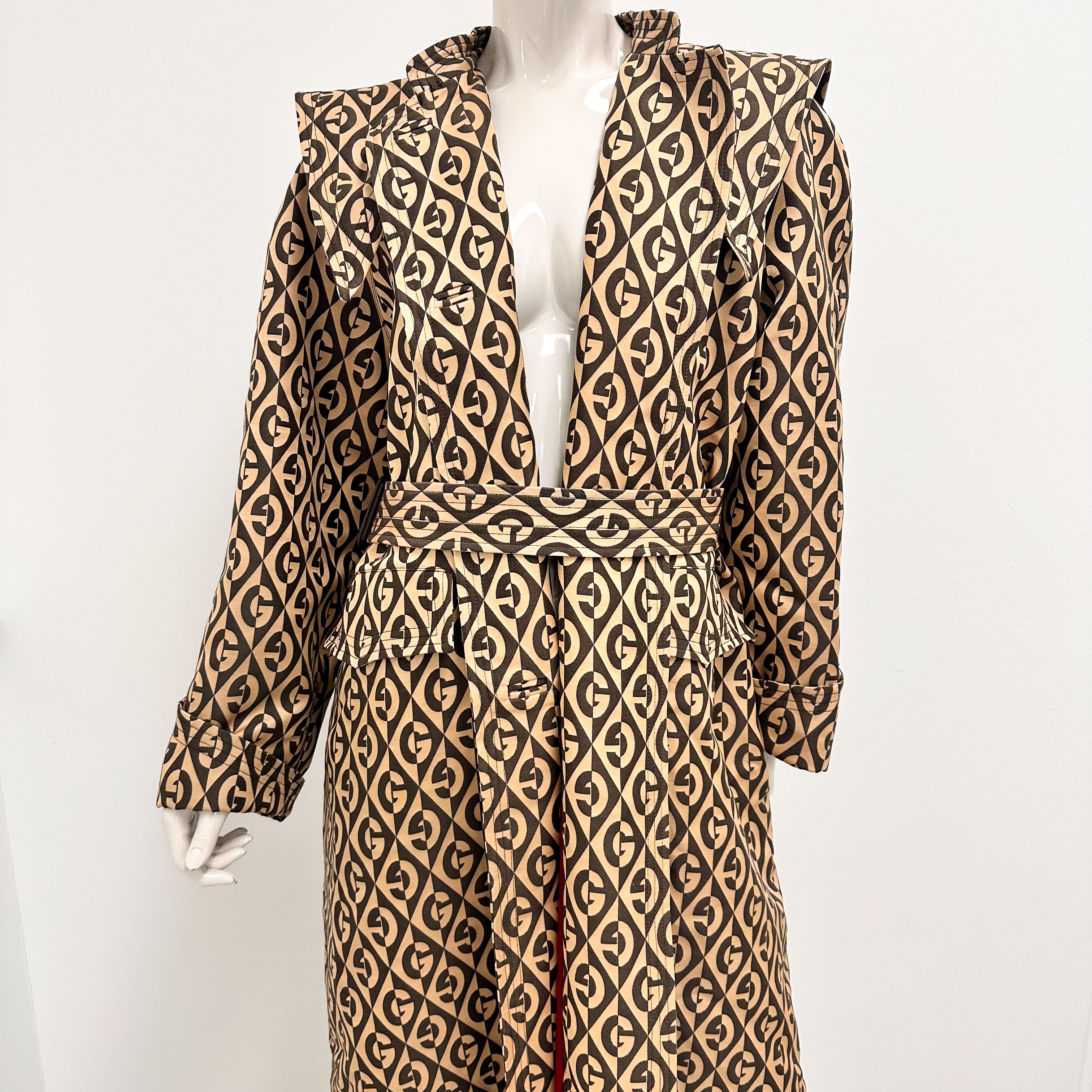 Gucci Rhombus Belt Trench Coat Size 40