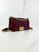 Chanel Small Burgundy Caviar Boy Bag