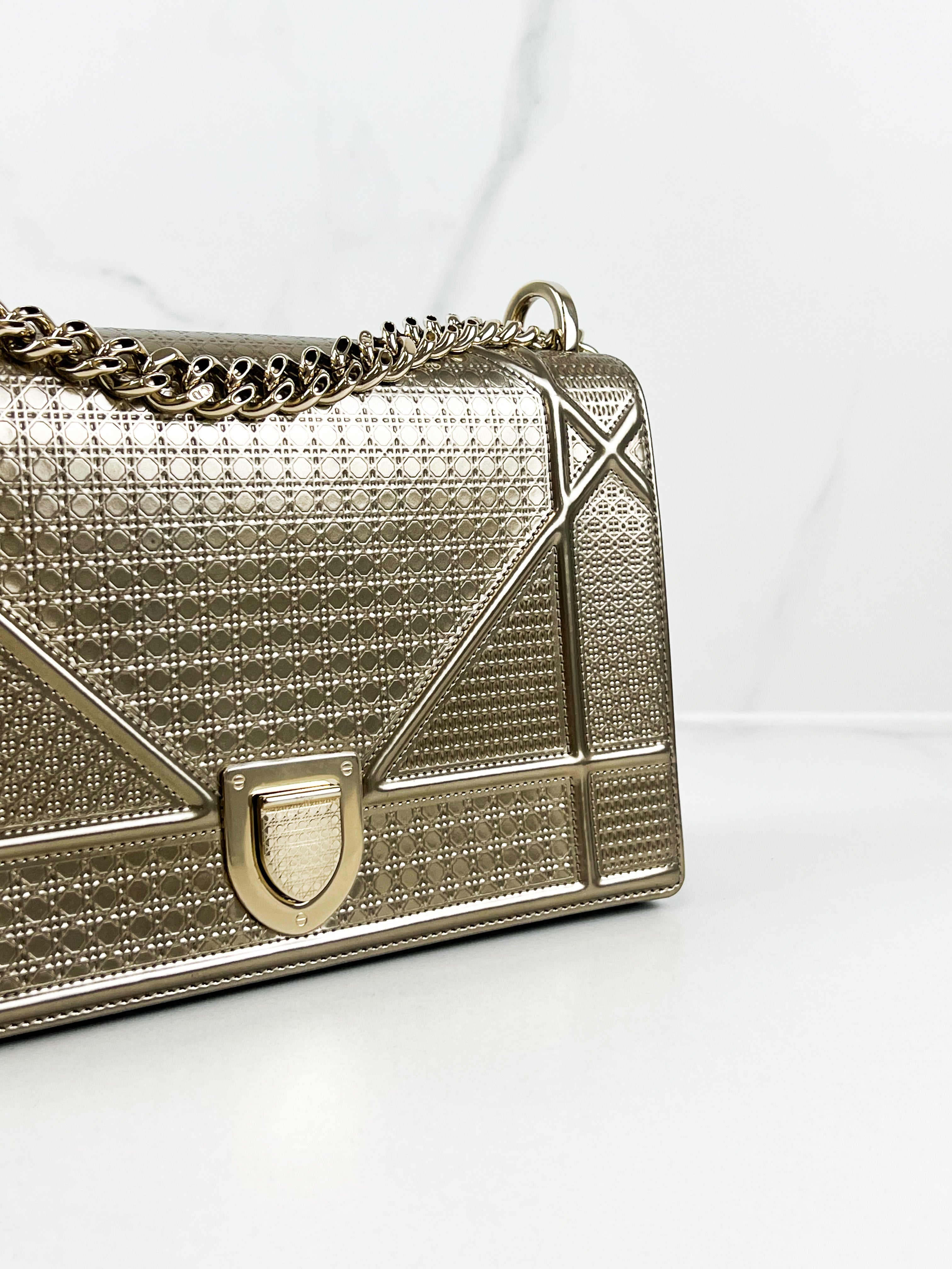 Christian Dior Medium Gold Diorama Shoulder Bag