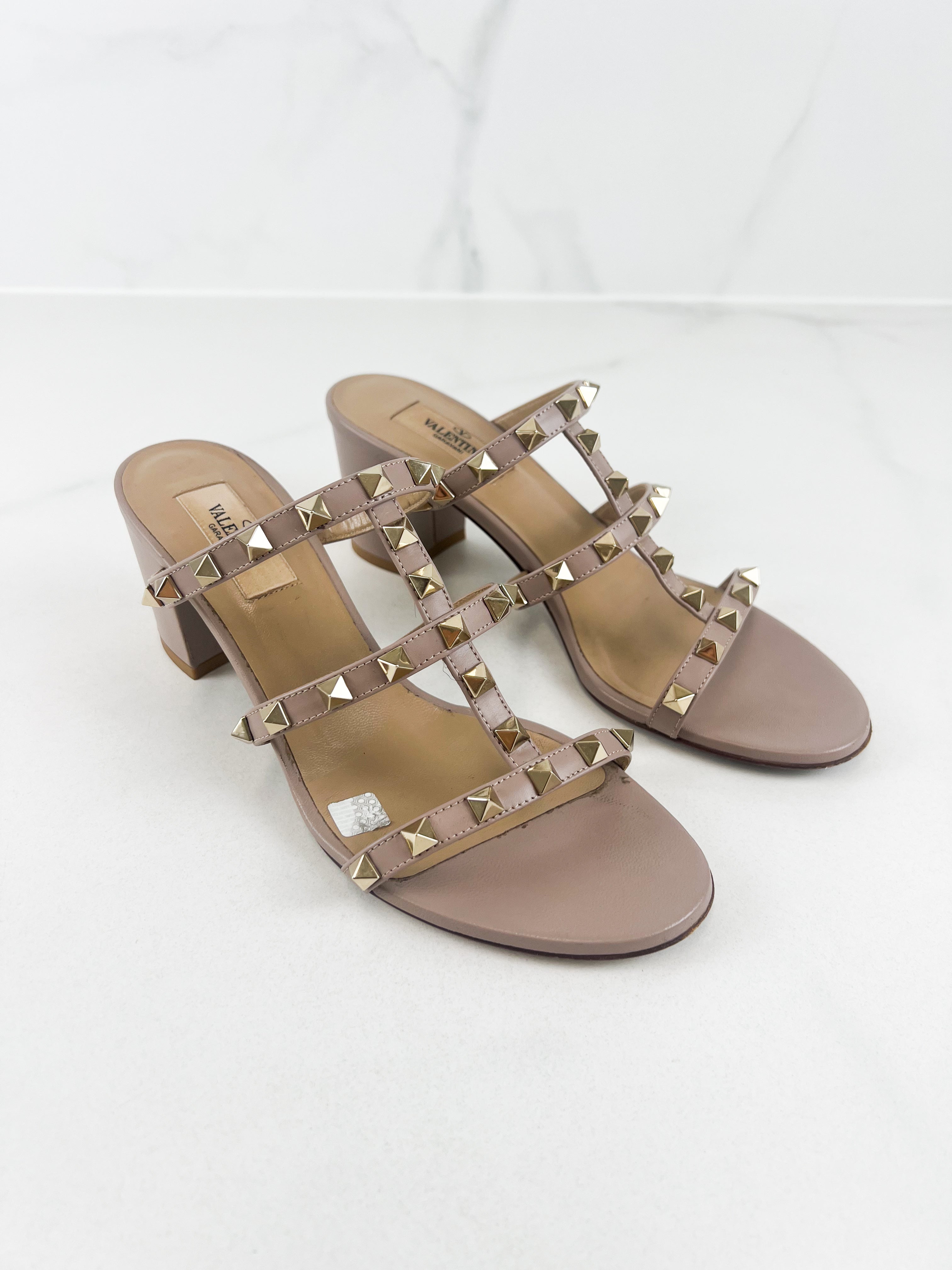 Valentino Rockstud Block Mule Sandal Size 38