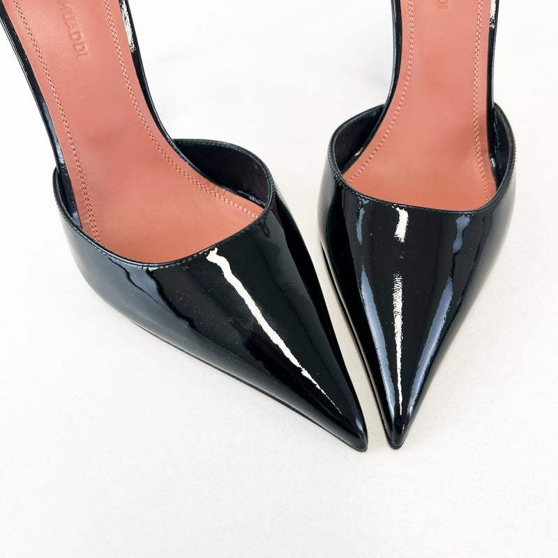 Amina Muaddi Ursina Black Patent Pump Size 36
