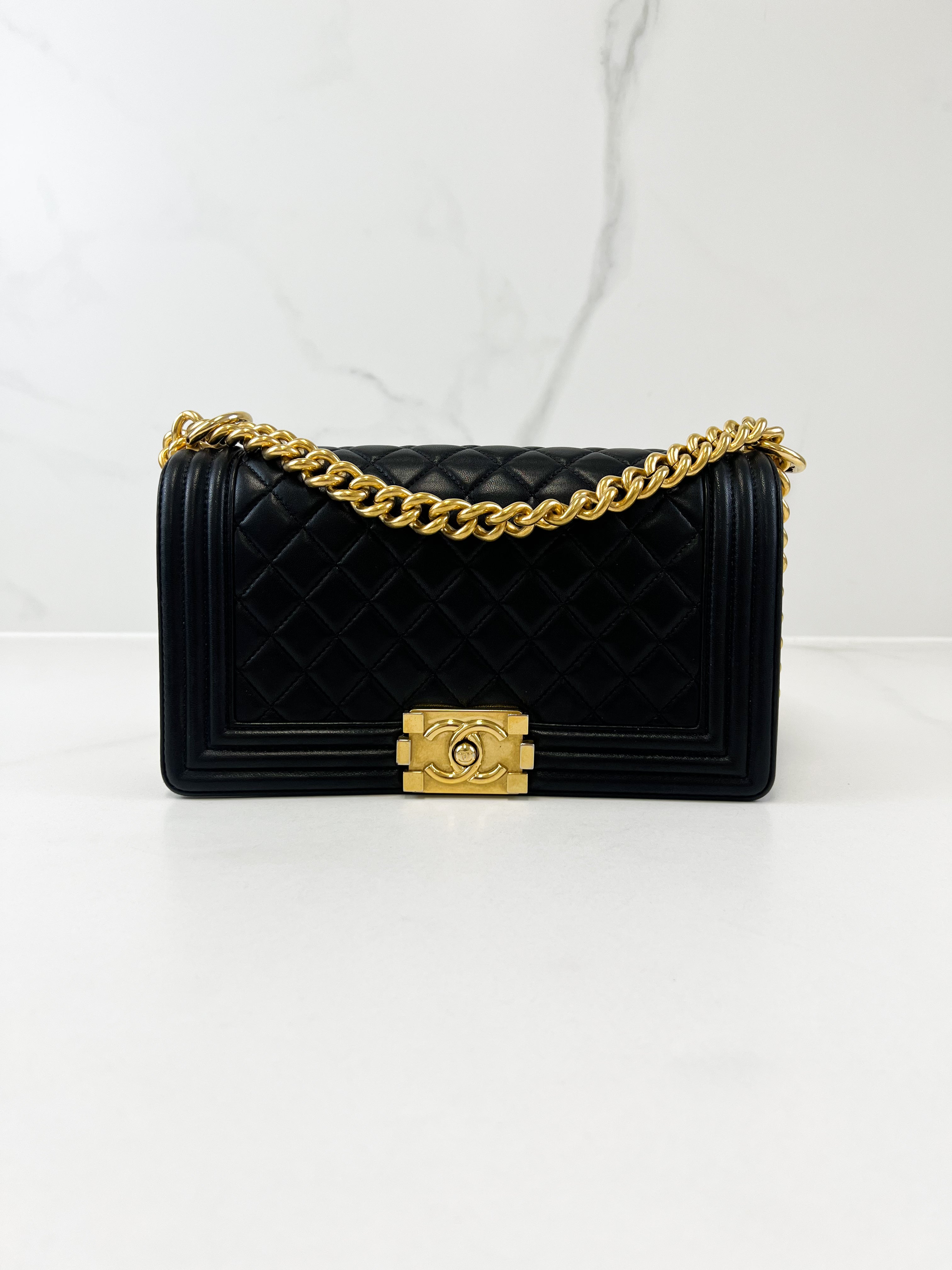 Chanel Black Old Medium Lambskin Boy Bag GHW
