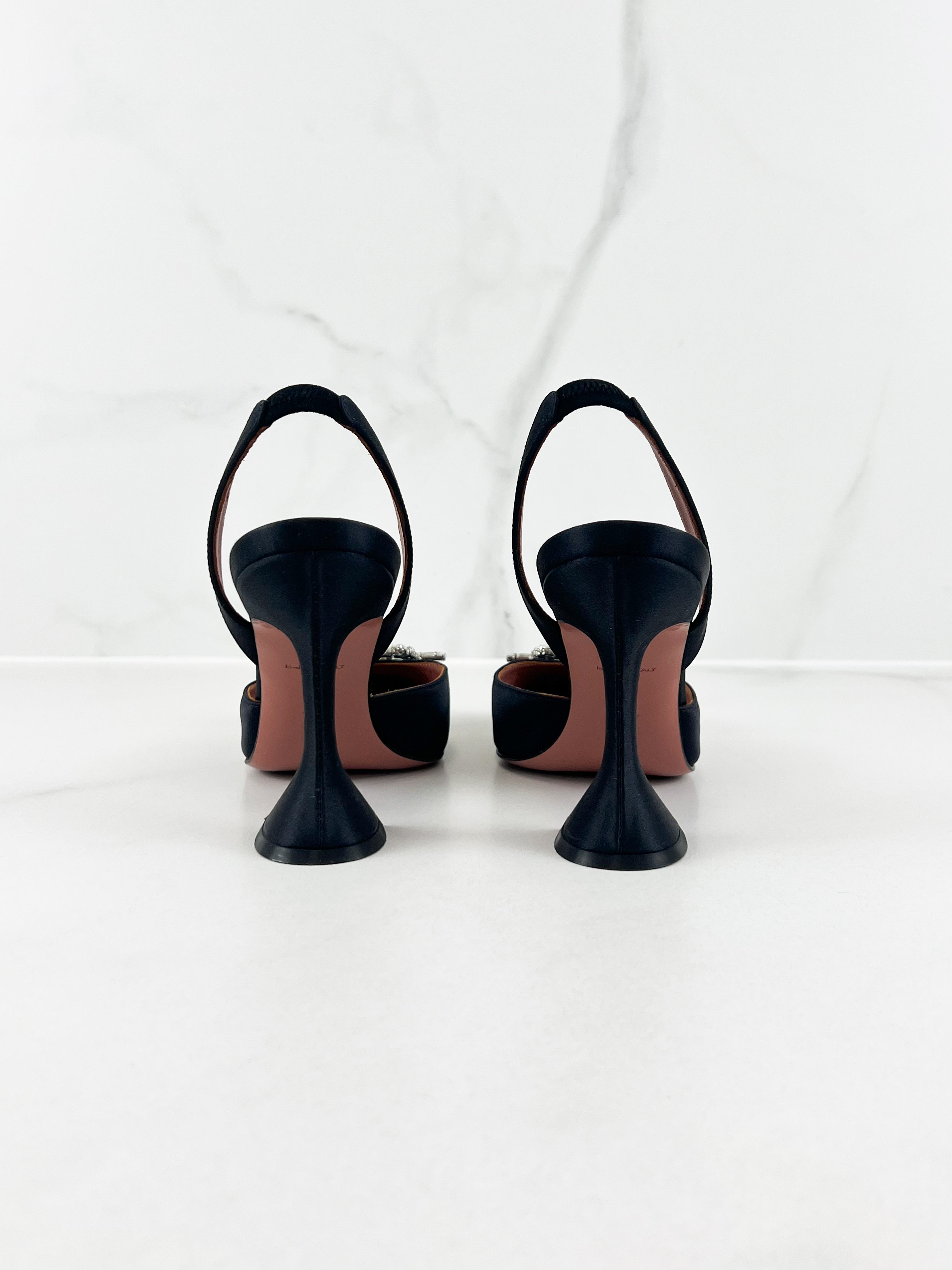 Amina Muaddi Begum Black 95 Slingback Size 39