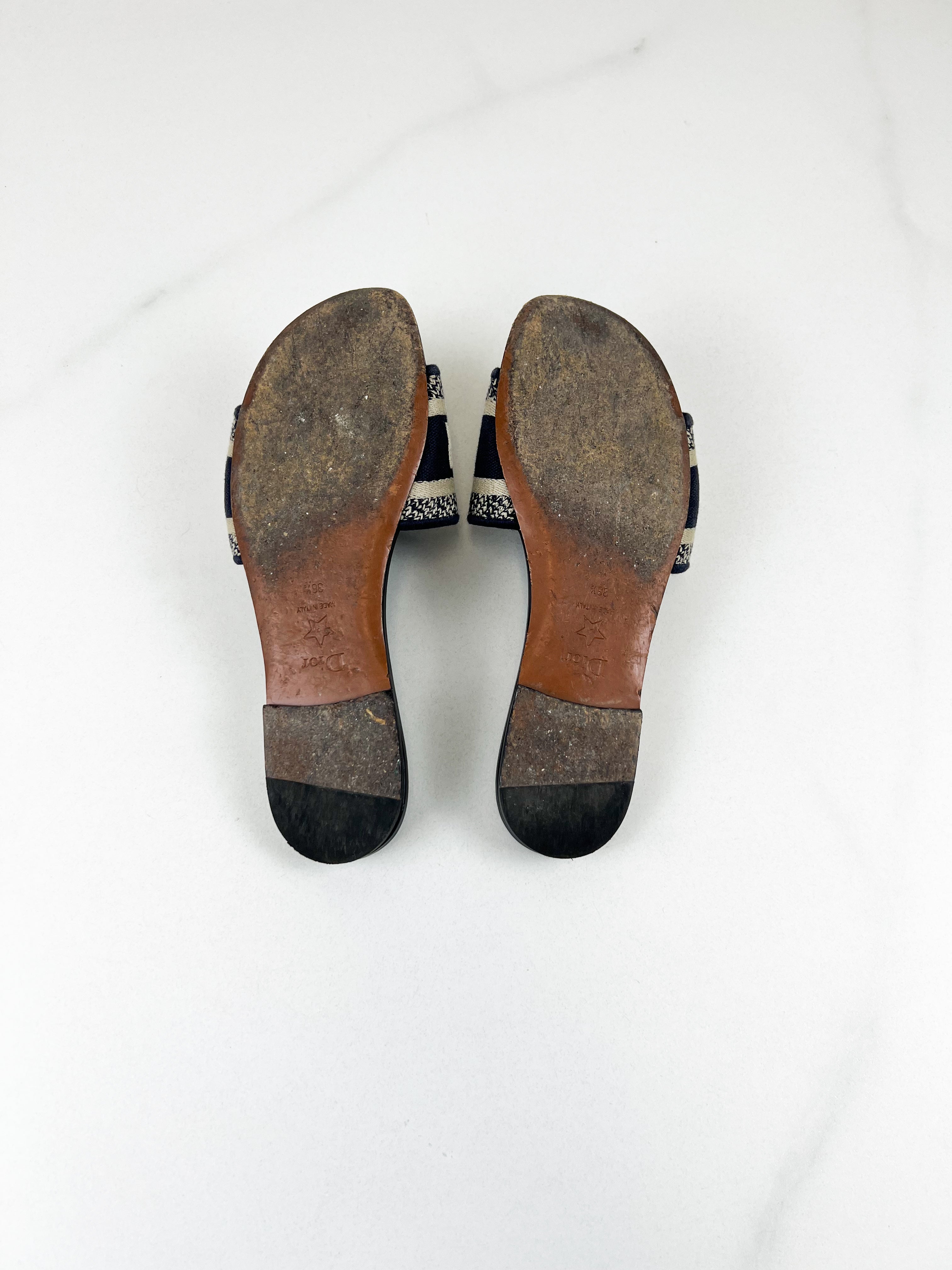 Christian Dior Navy Dway Slides Size 36.5