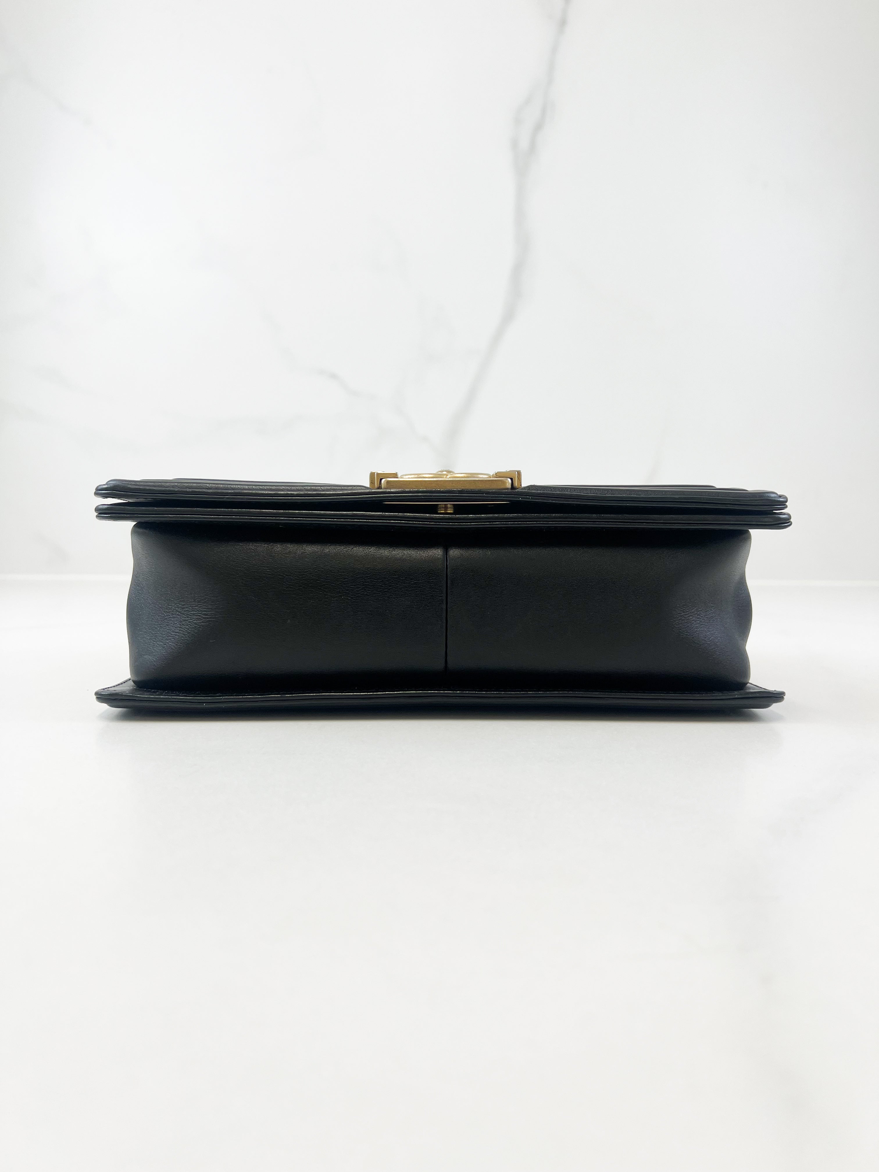 Chanel Black Old Medium Calfskin Boy Bag GHW