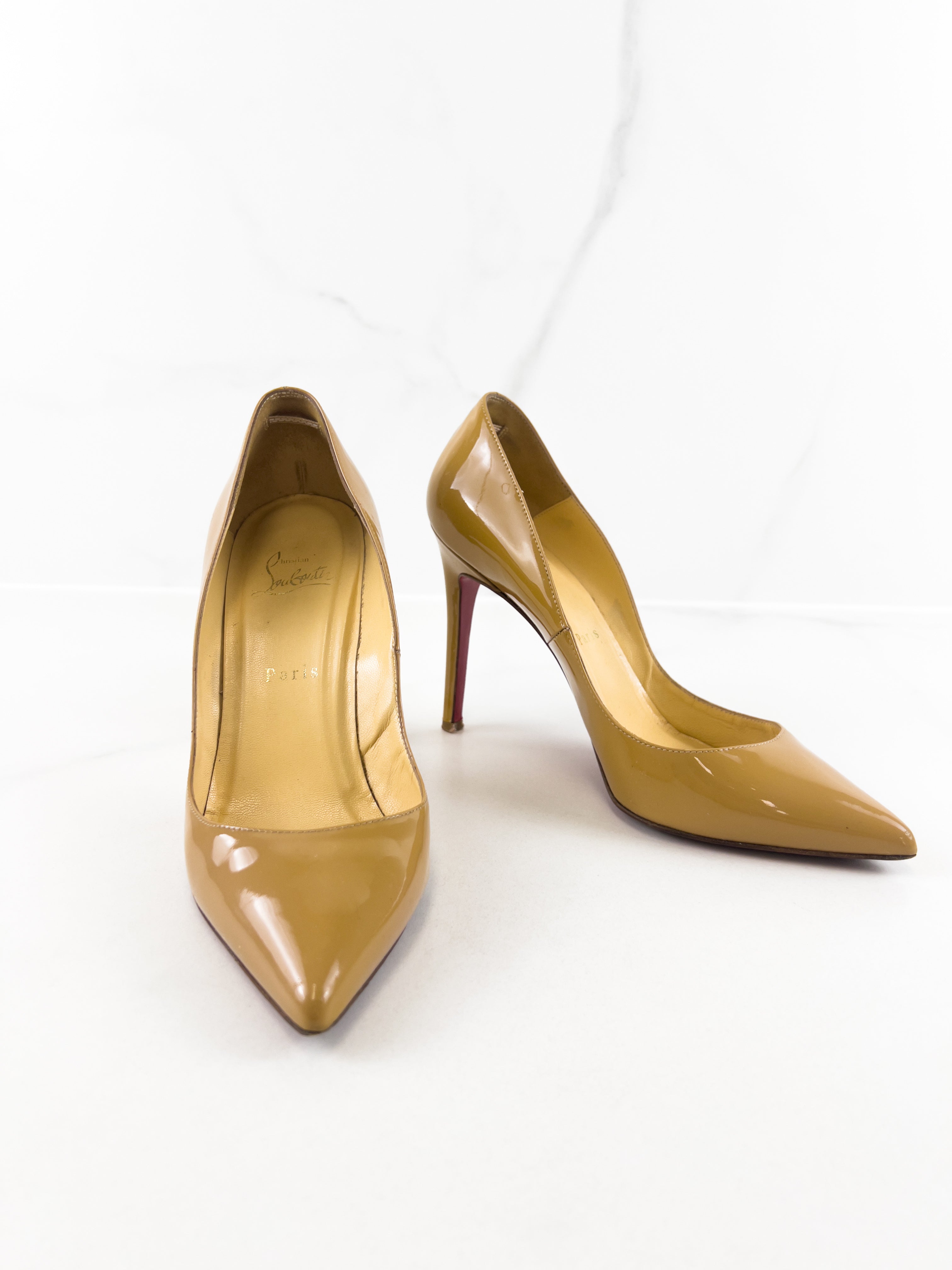 Christian Louboutin Beige Leather Pigalle Follies 100 Patent Size 39